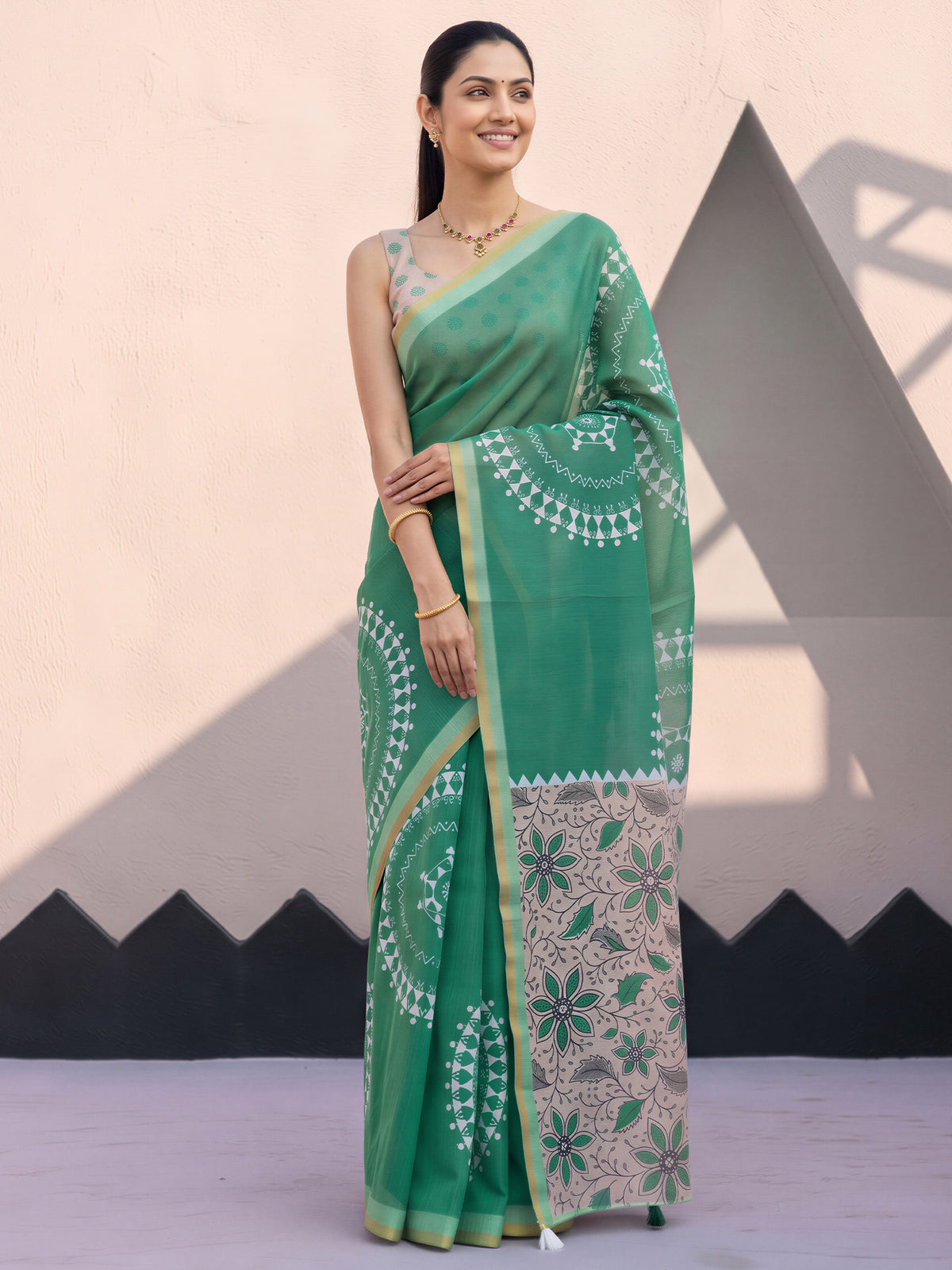 Light Green Cotton Blend saree – detail view 3