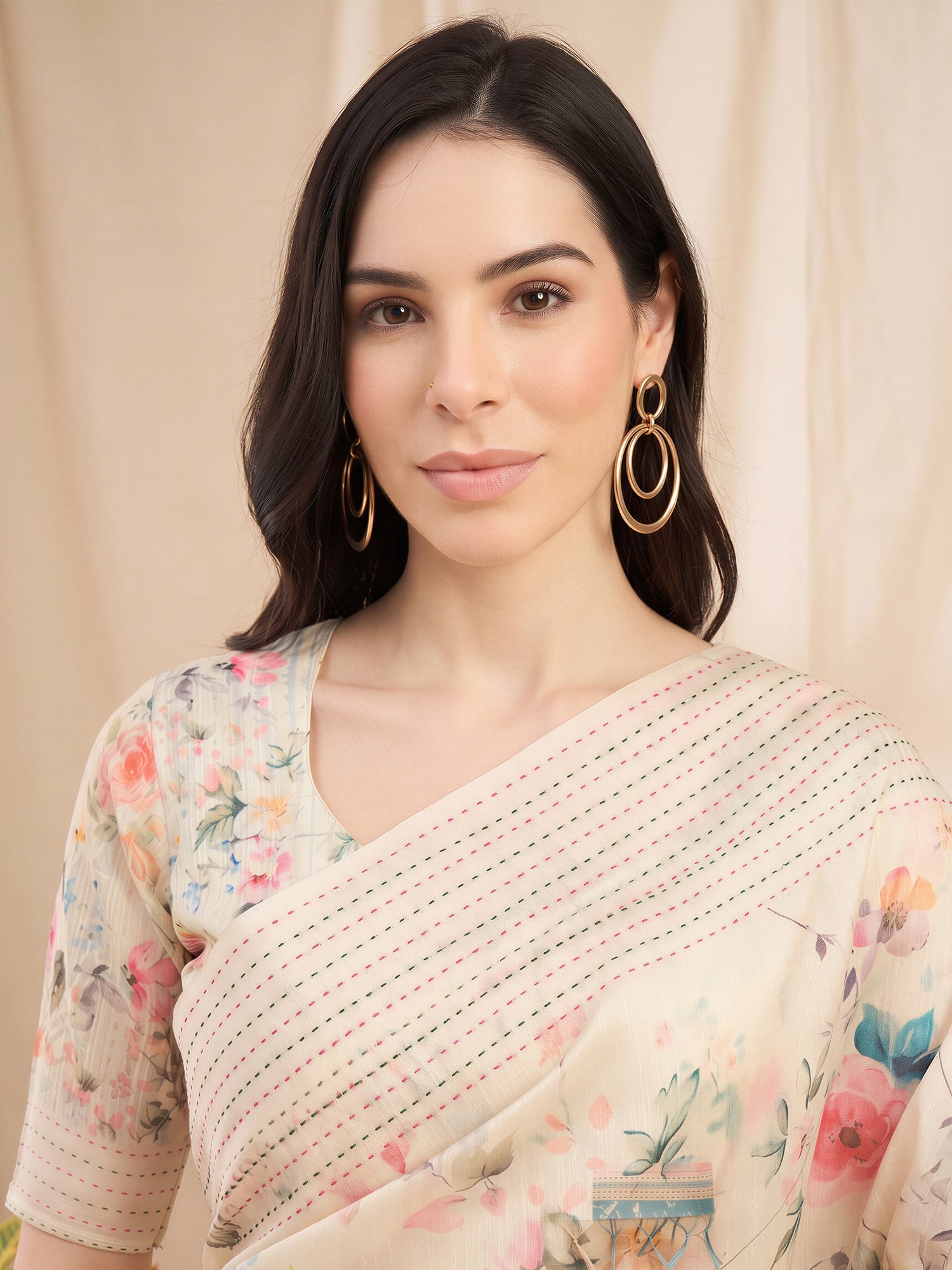 Off White Silk Cotton saree – detail view 4
