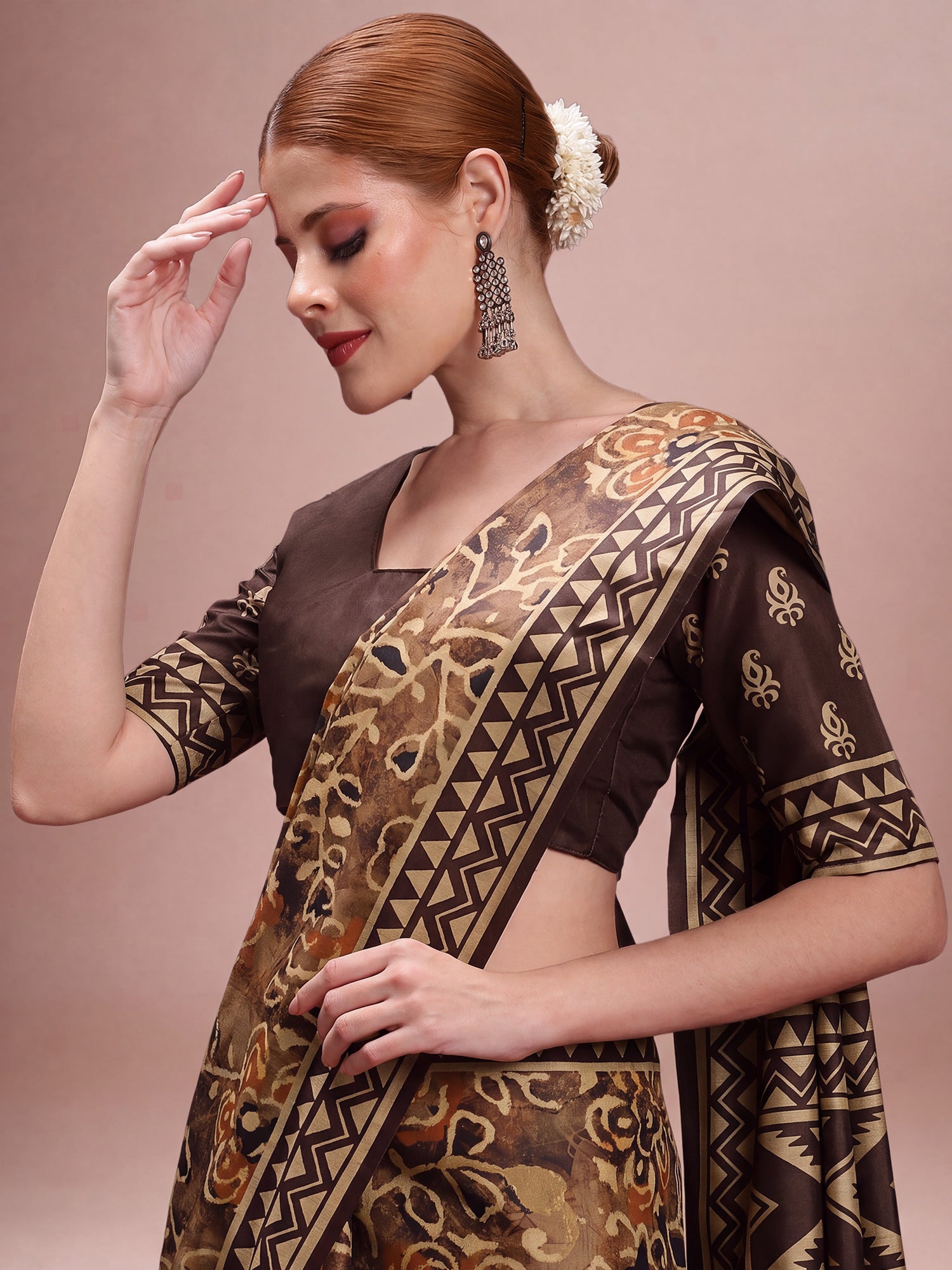 Brown Silk Blend saree – detail view 3