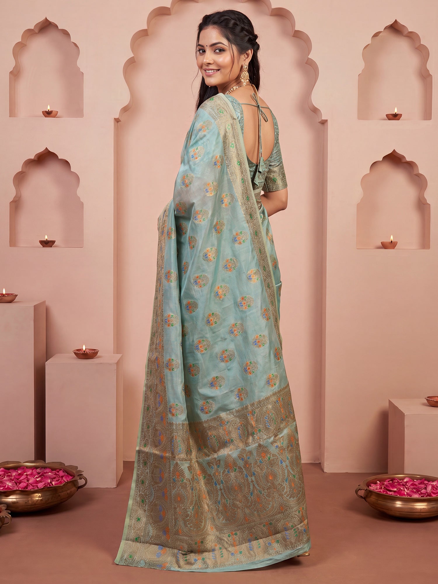 Light Blue Silk Blend saree – detail view 1