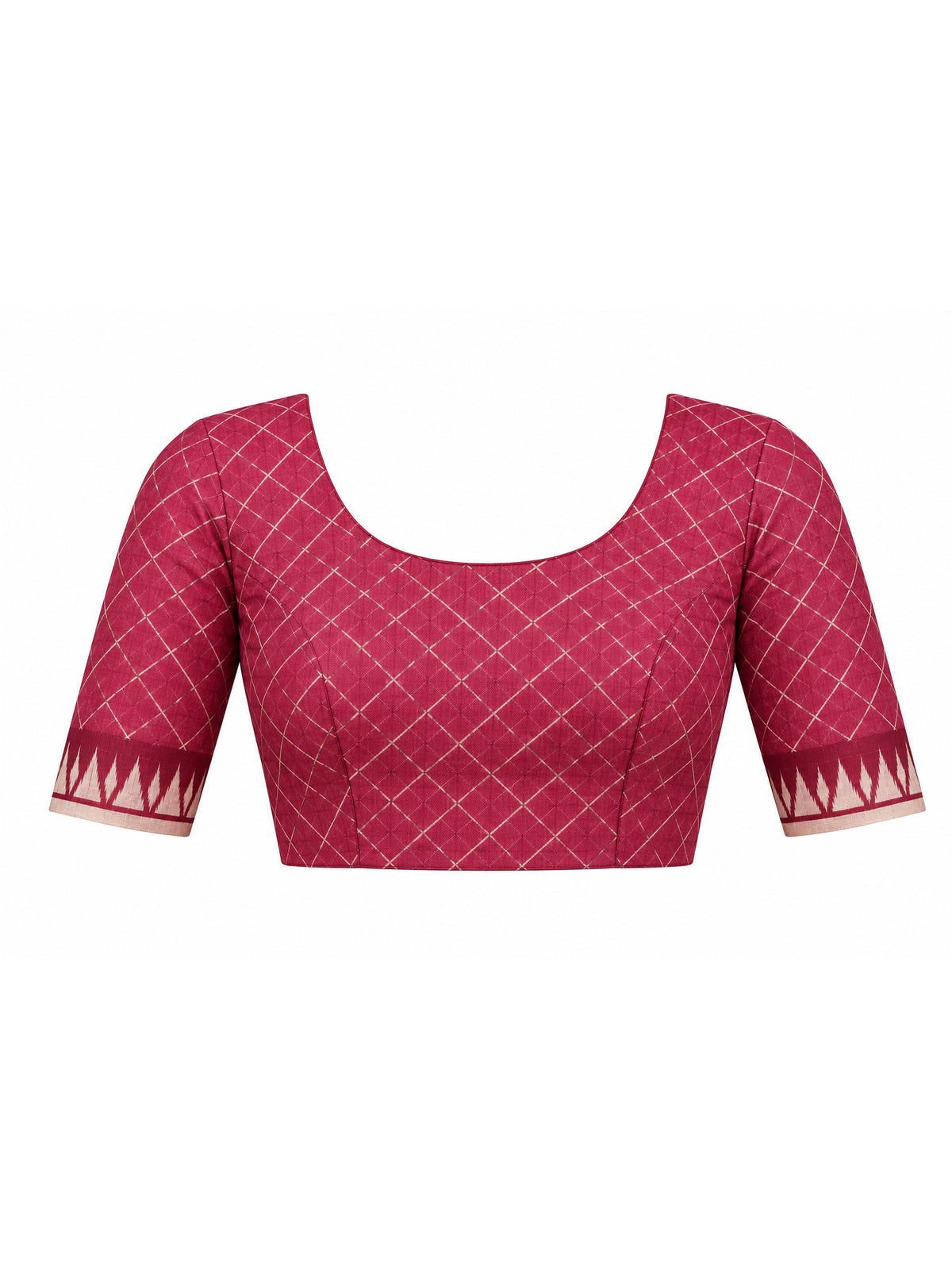 Unstitched mauve soft silk blouse piece with geometric design