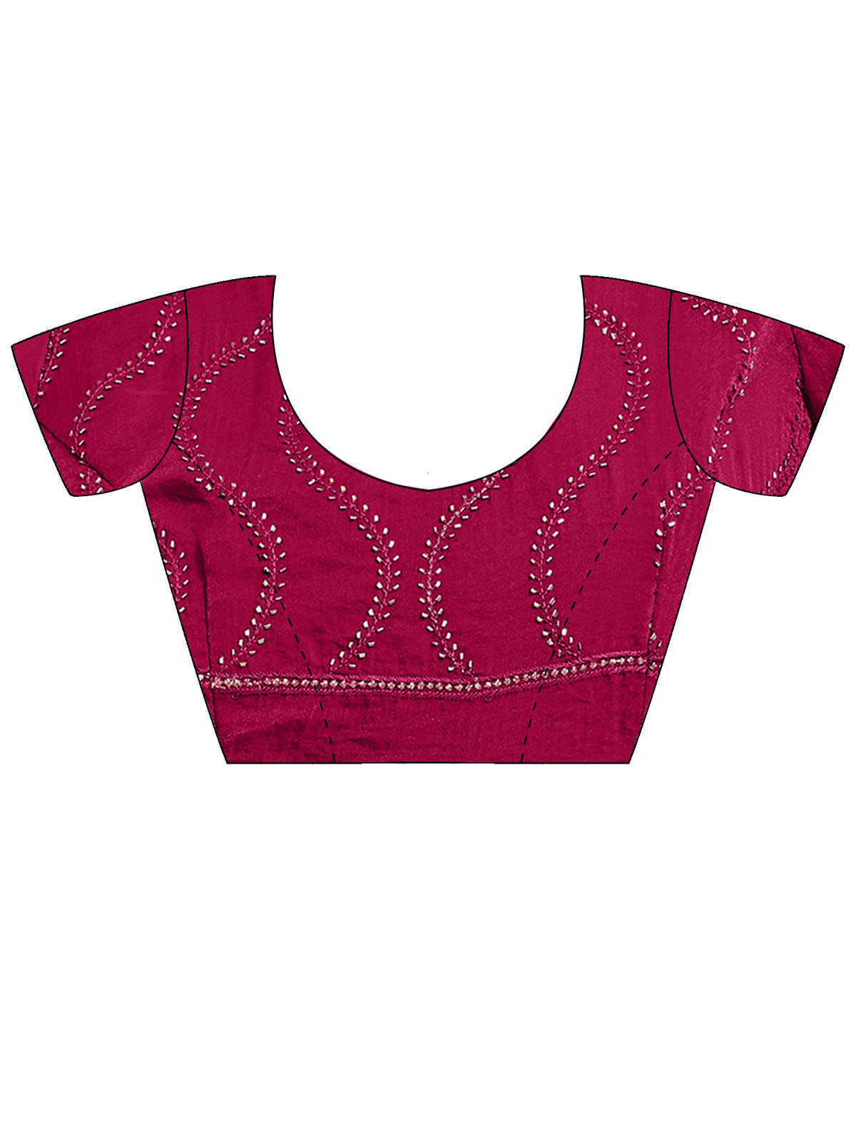 Unstitched pink tissue blouse piece with embellished design