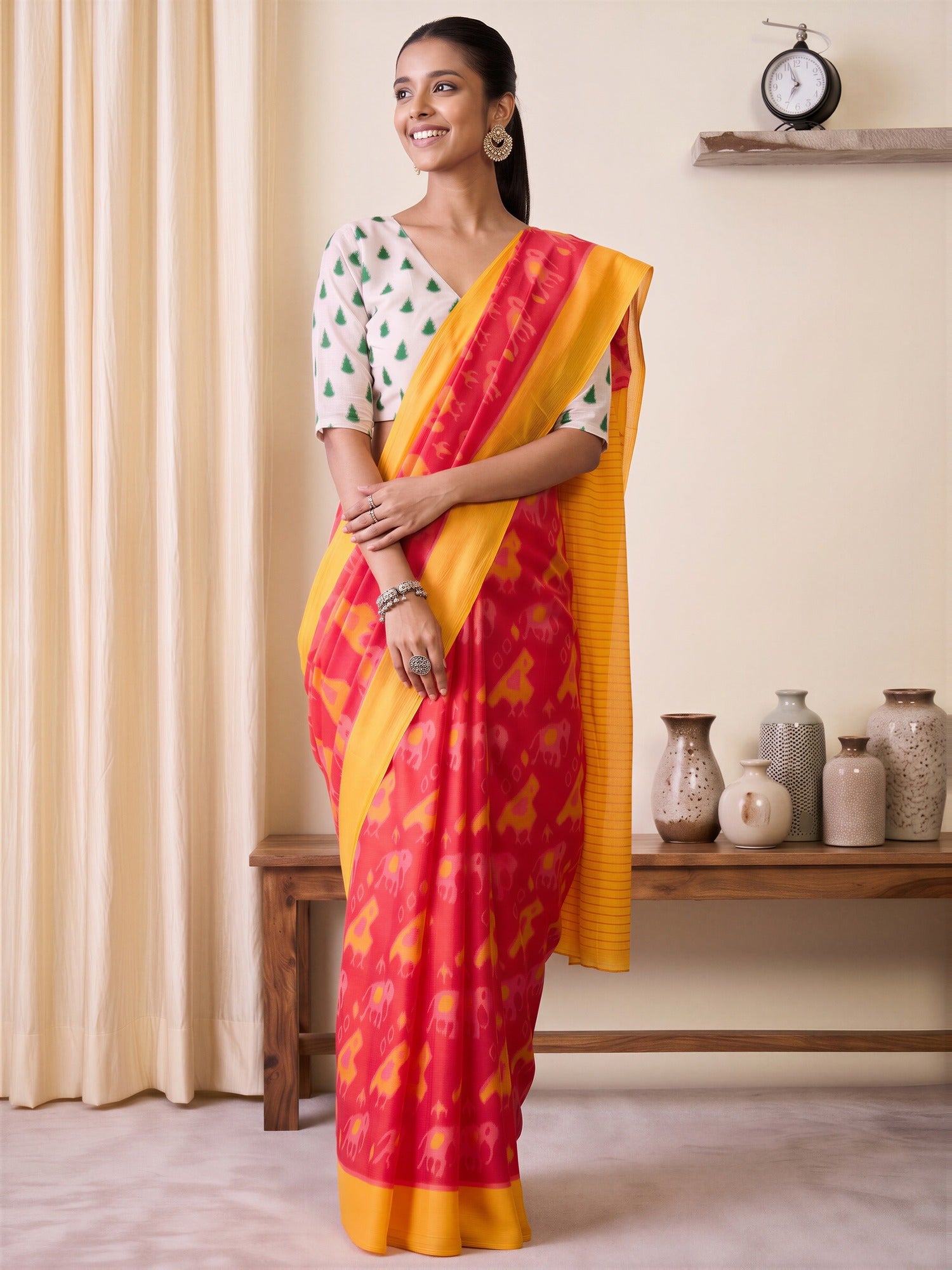 Pink Cotton Blend saree – detail view 2