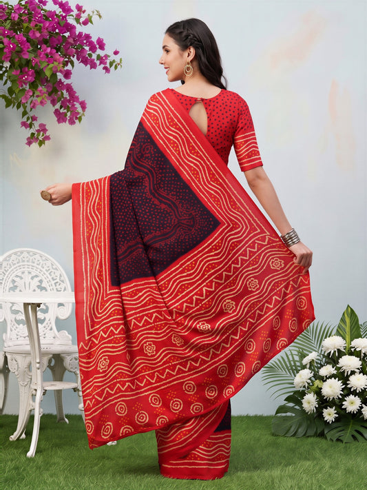 Black Satin Silk saree – detail view 1