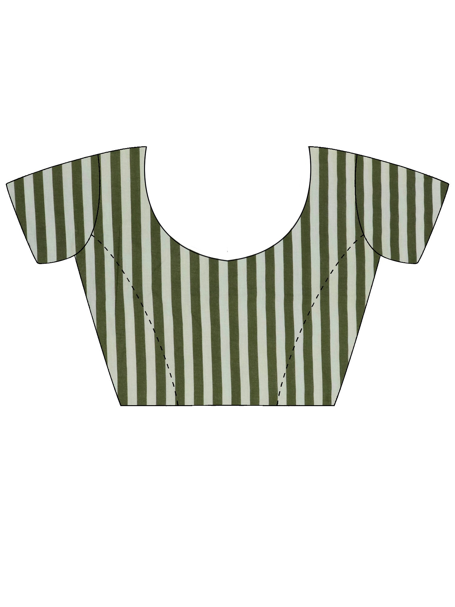 Unstitched green cotton blouse piece with striped design
