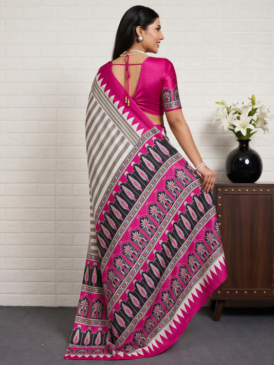 Pink Satin saree – detail view 1