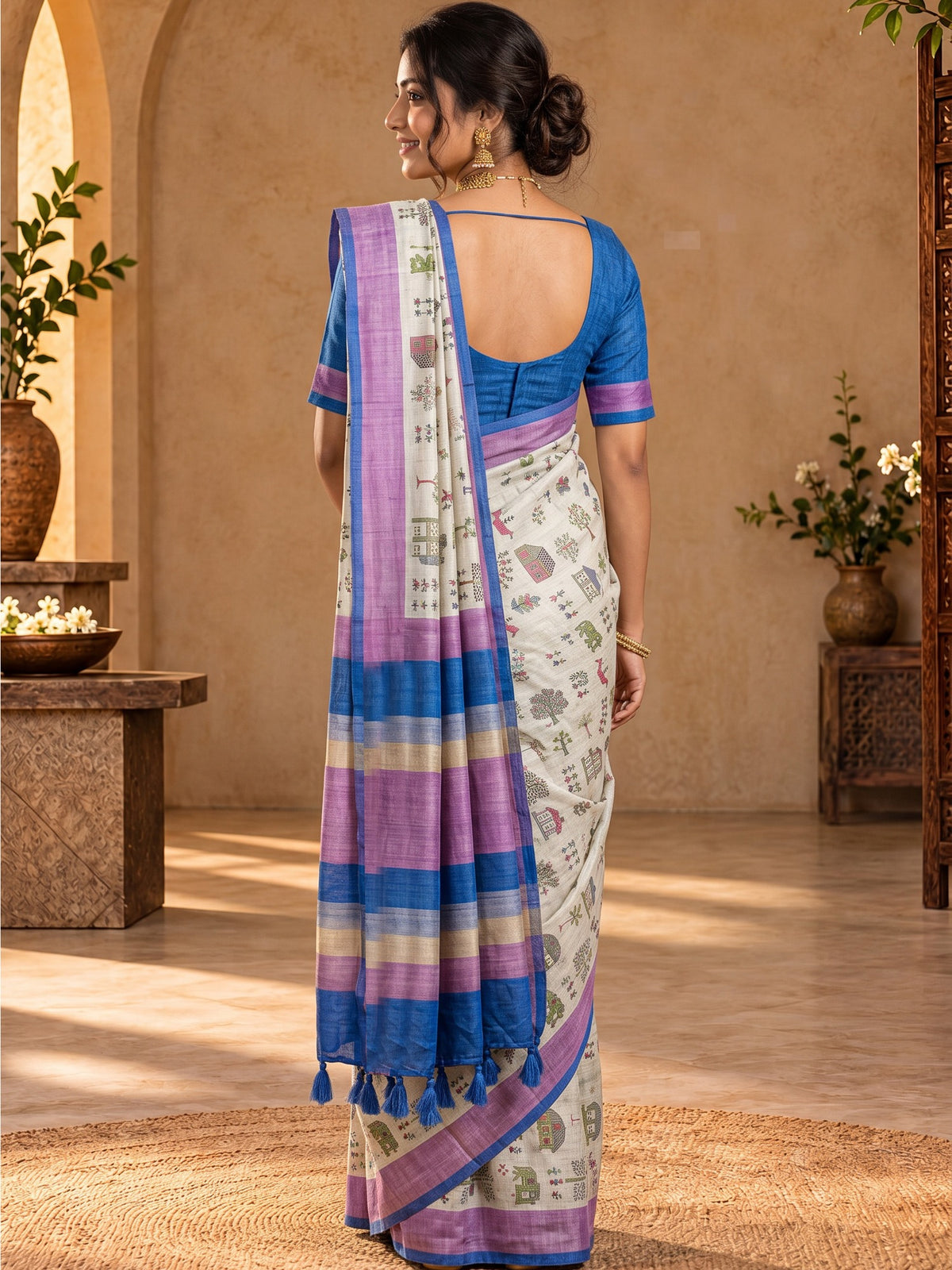 Light Blue soft silk saree view 1