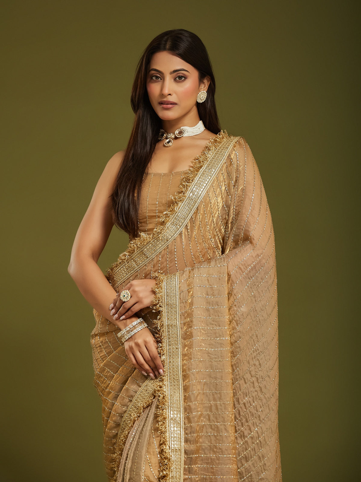Metallic Satin saree – detail view 6
