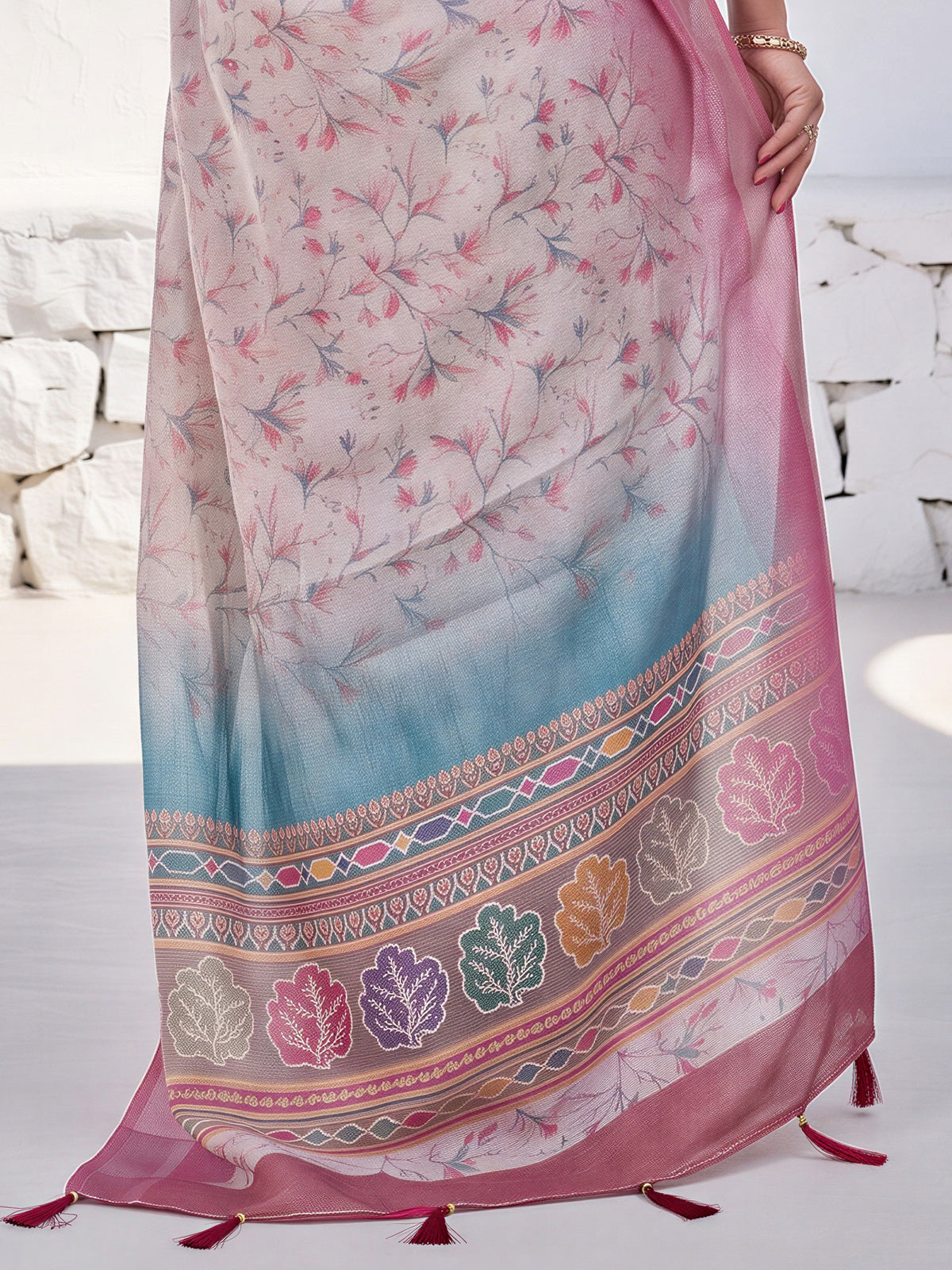 Grey Cotton Silk saree – detail view 5