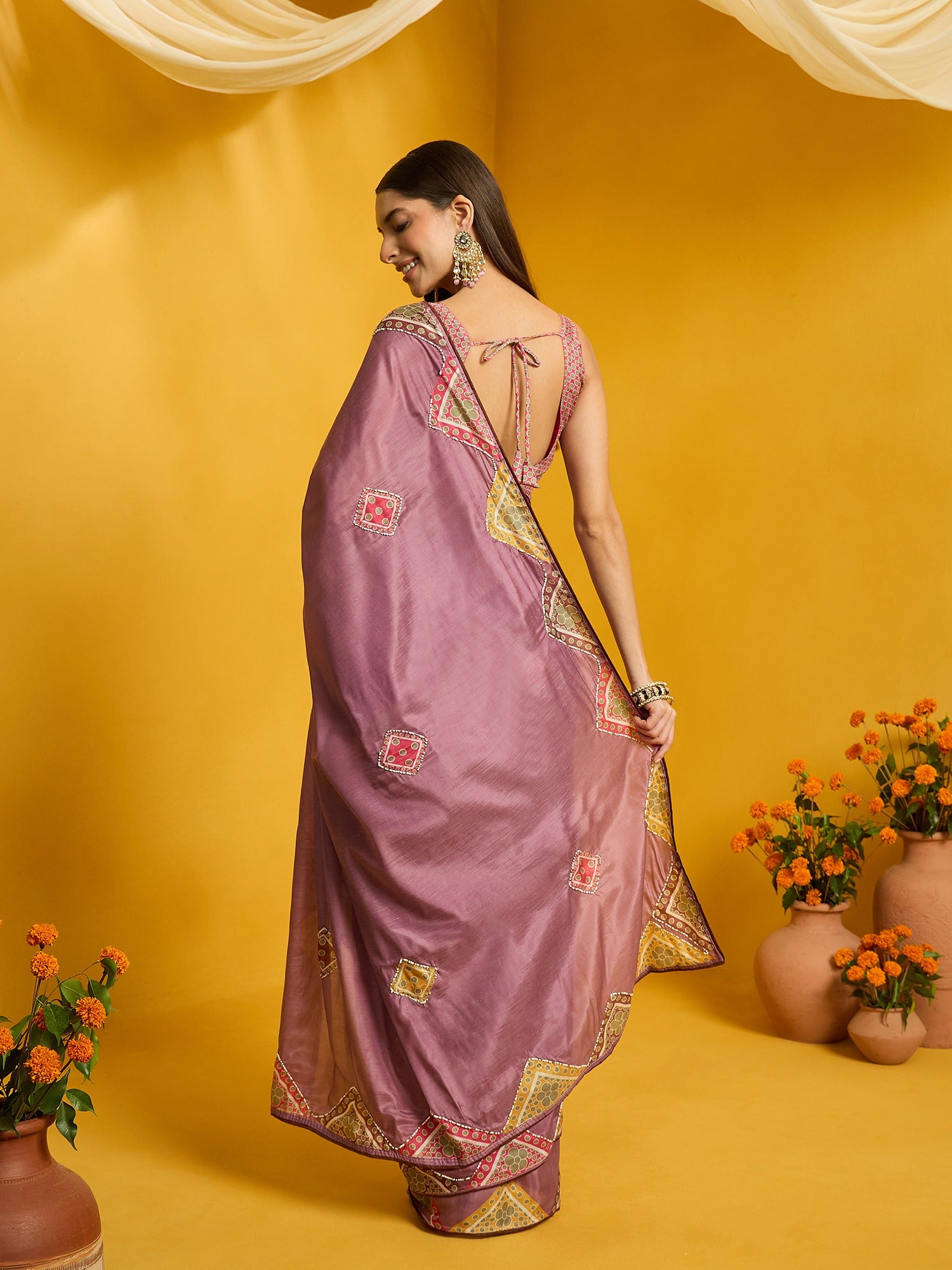 Lavender Silk Cotton saree – detail view 6