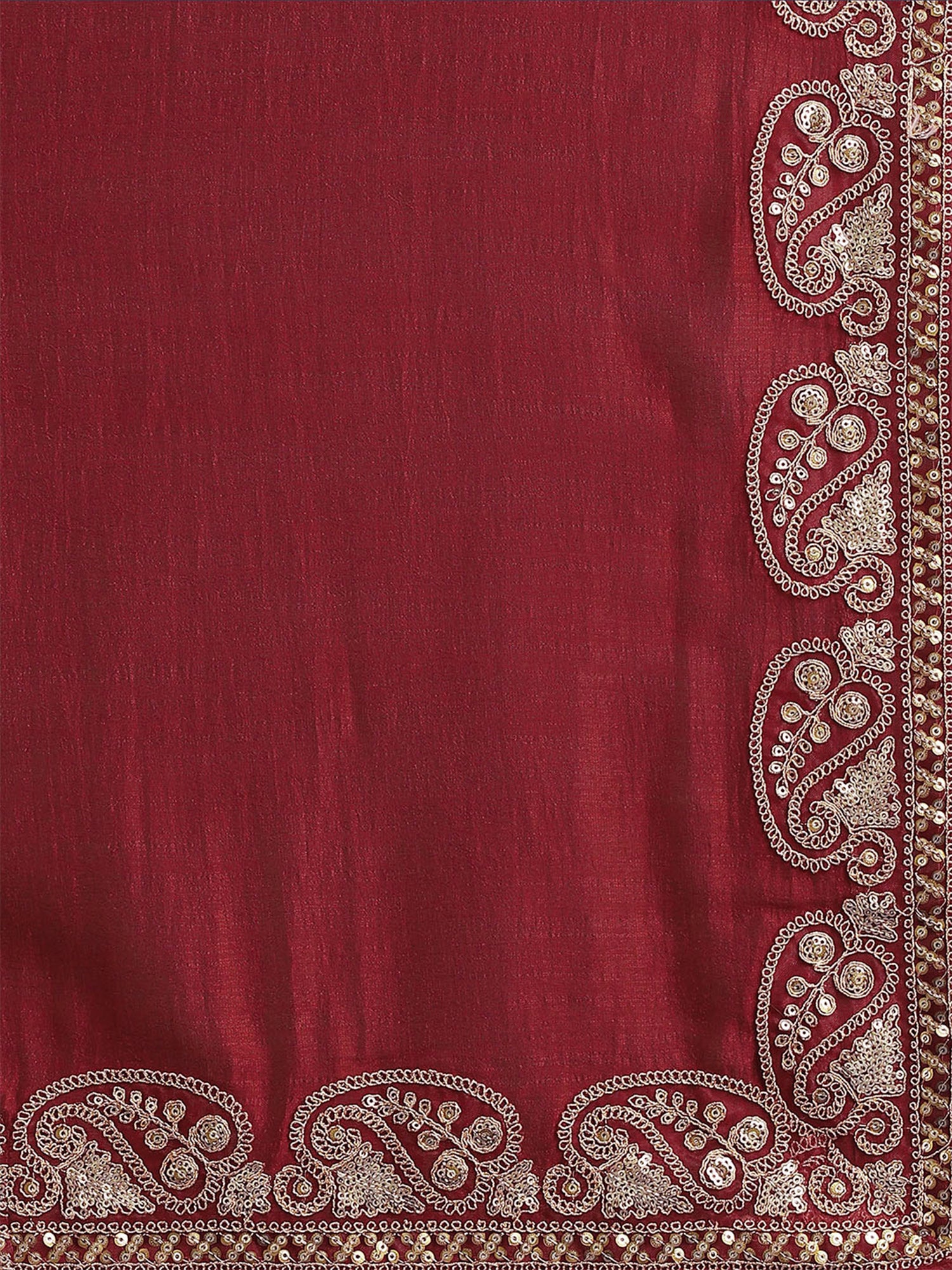 Maroon Vichitra Silk saree – detail view 5