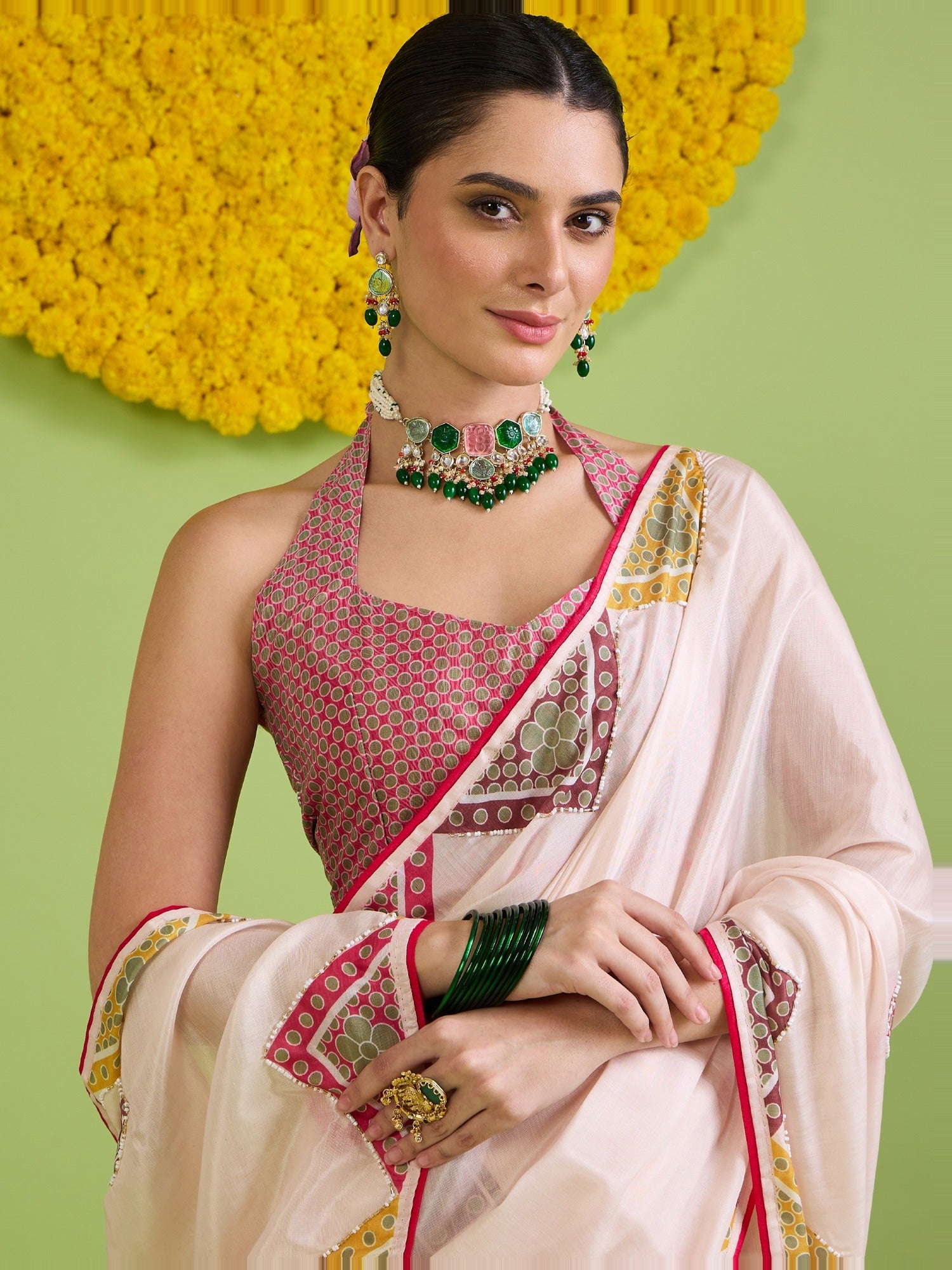 Off White Cotton Silk saree – detail view 5