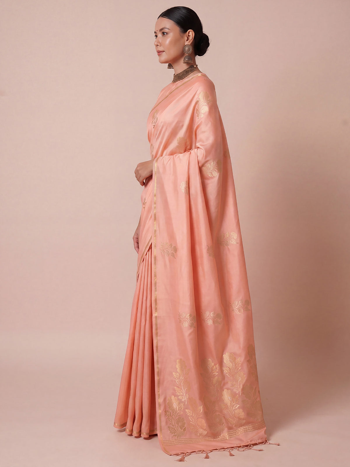 Peach Pure Silk saree – detail view 2