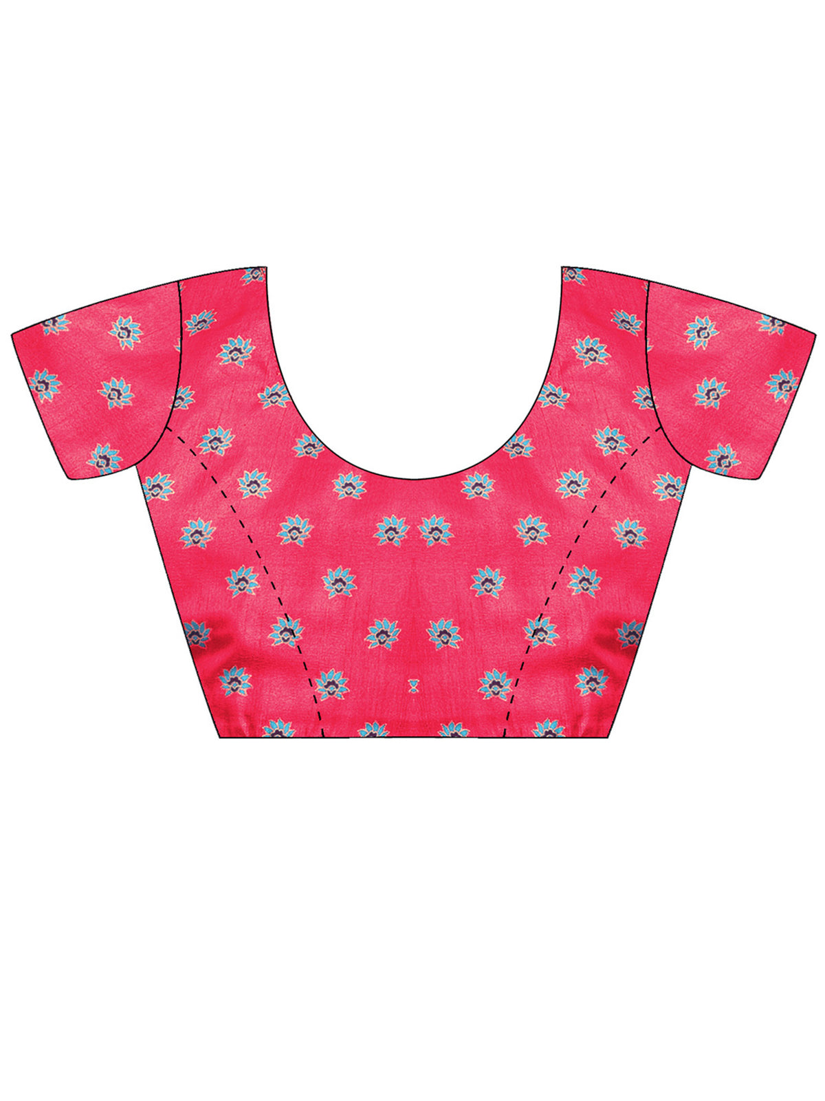 Unstitched pink silk blend blouse piece with ethnic motif design