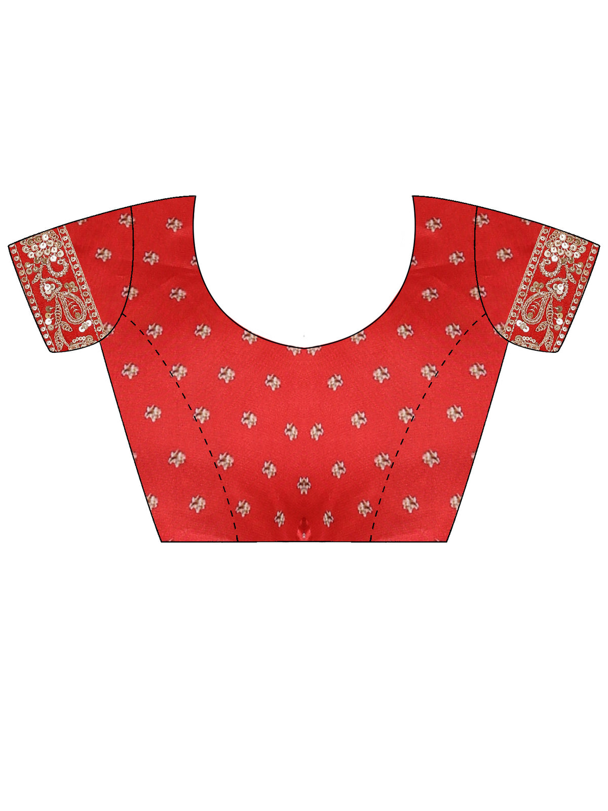 Unstitched red pure georgette blouse piece with embellished design