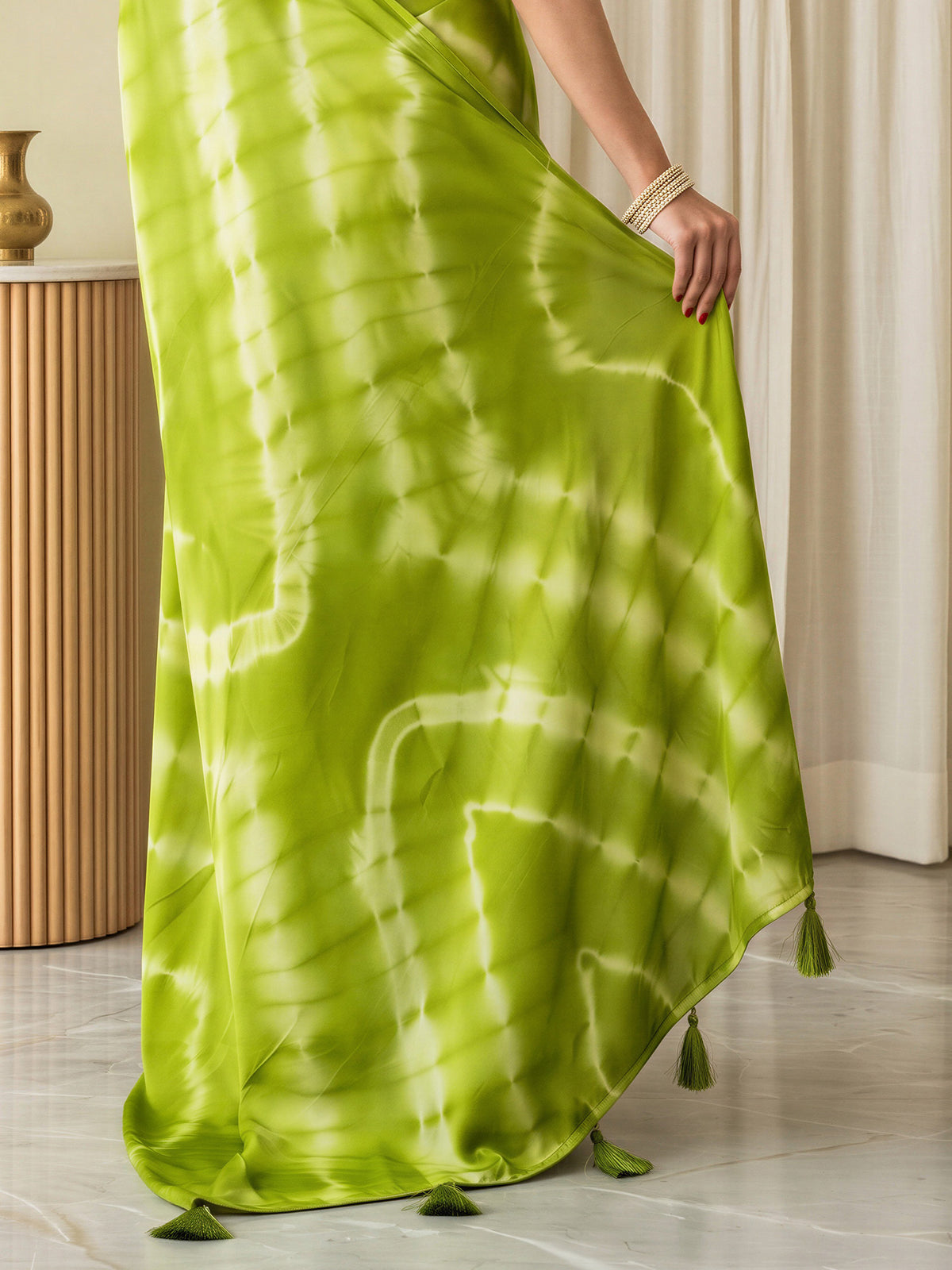 Light Green Satin Silk saree – detail view 5