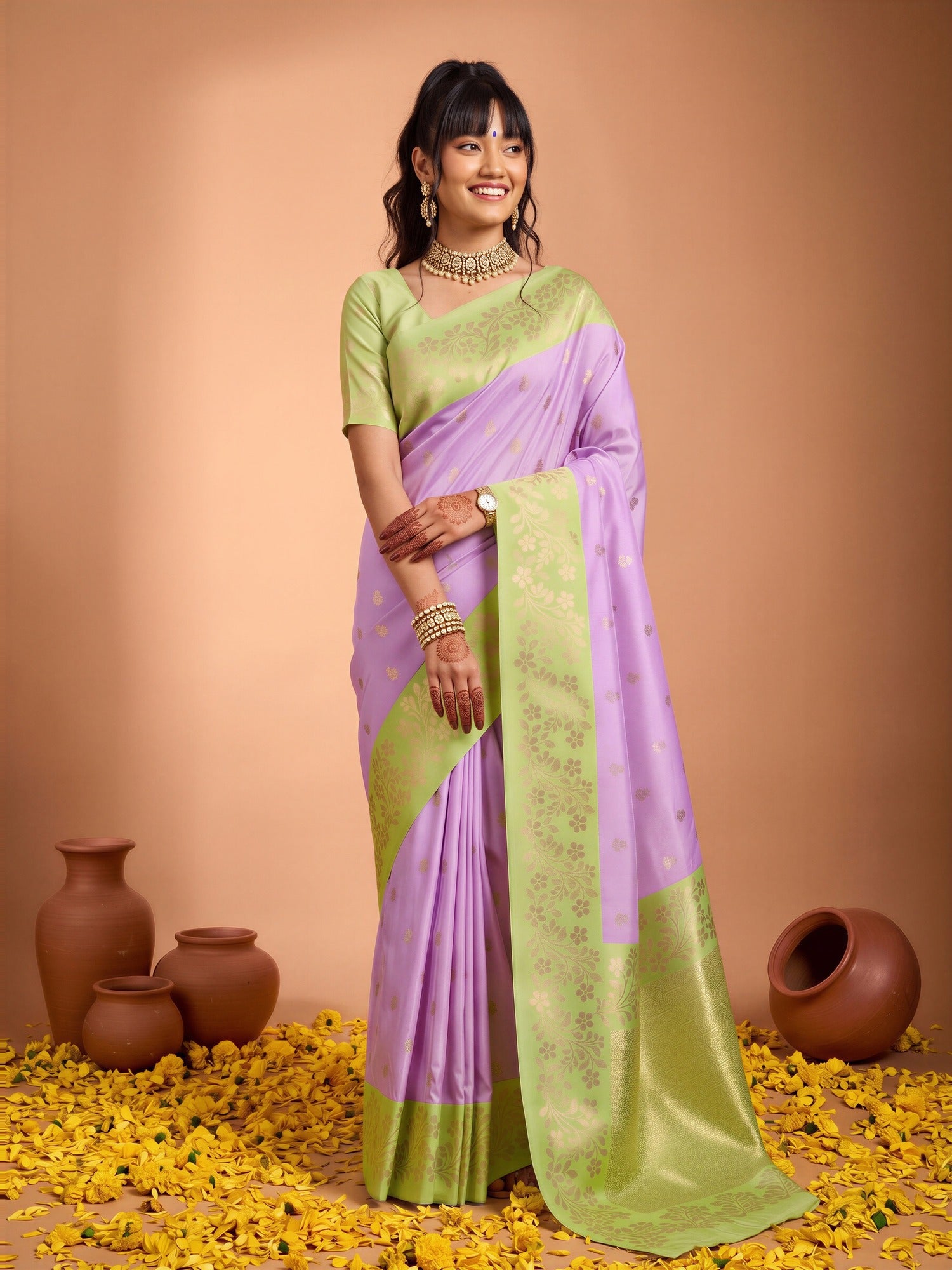 Purple Cotton Blend saree – detail view 3
