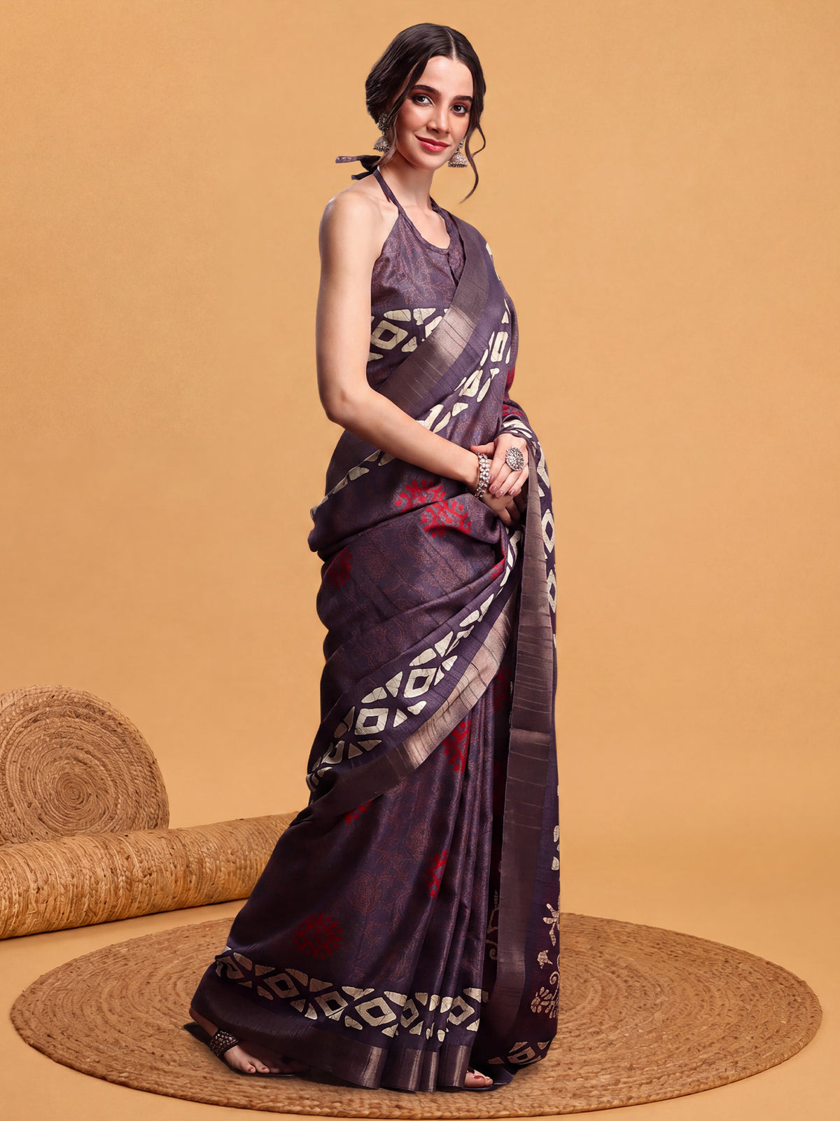 Violet Silk Blend saree – detail view 2