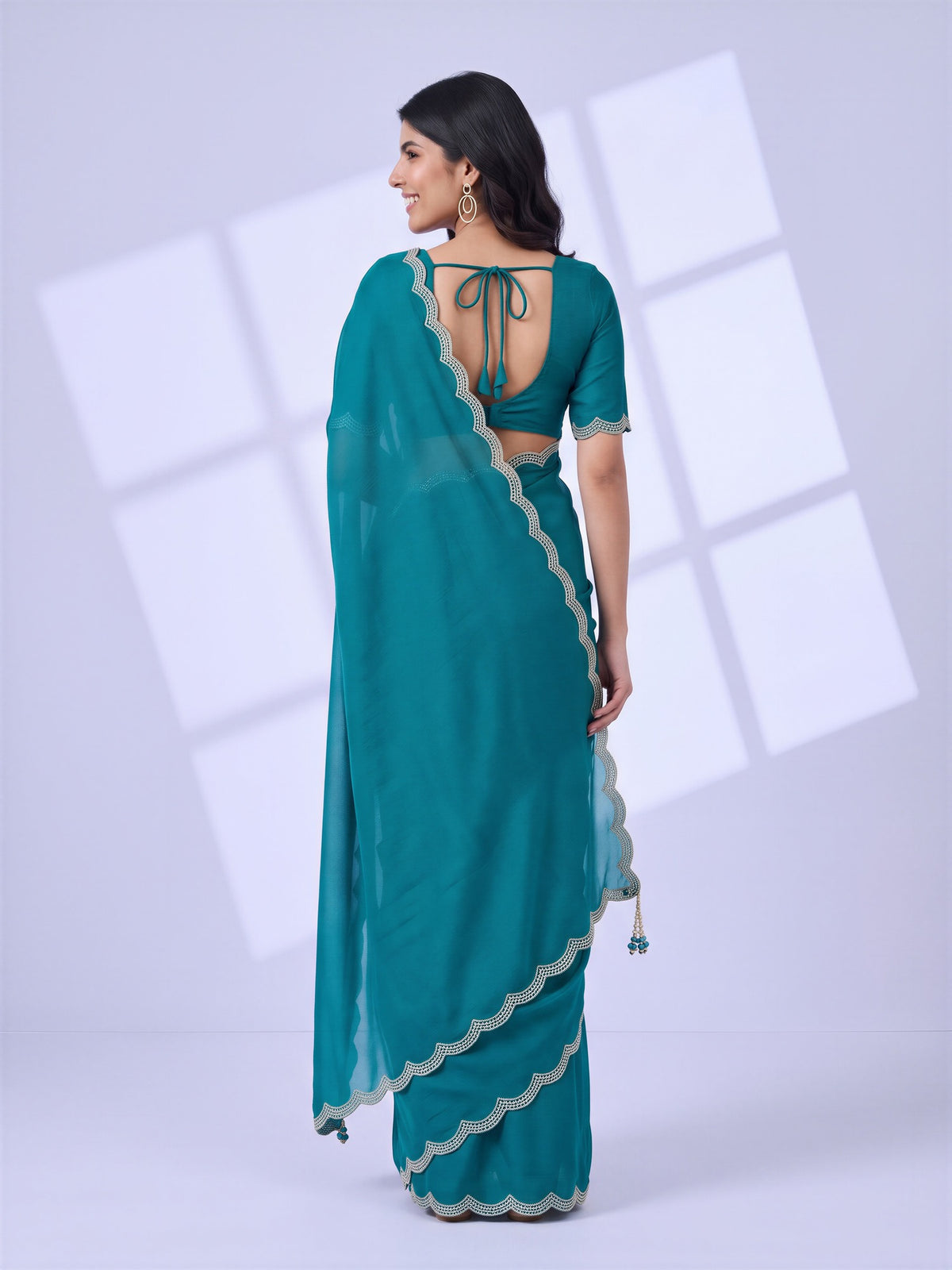 Light Blue Chiffon saree – detail view 1