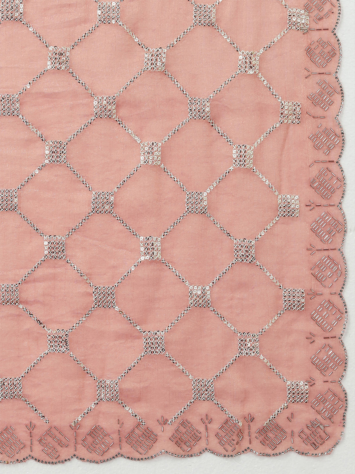 Peach Chiffon saree – detail view 5