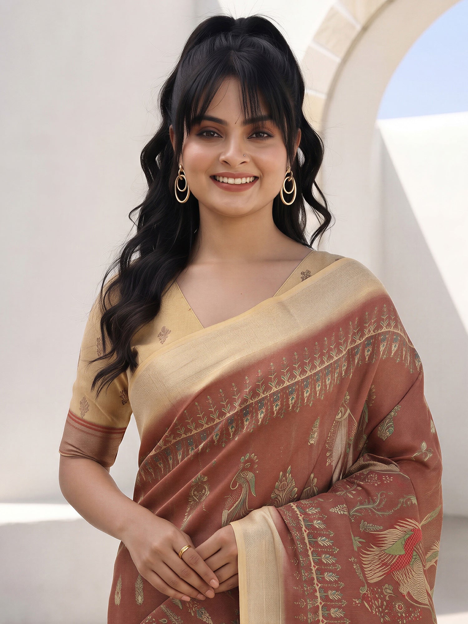 Light Brown Cotton Silk saree – detail view 4