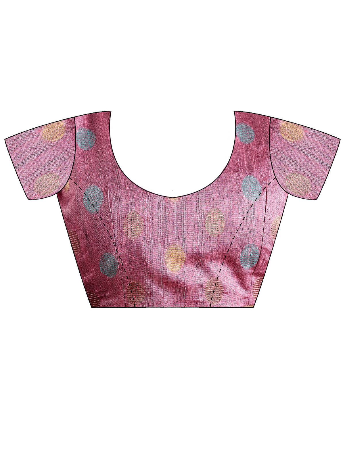 Unstitched pink bhagalpuri silk blouse piece with ethnic motif design