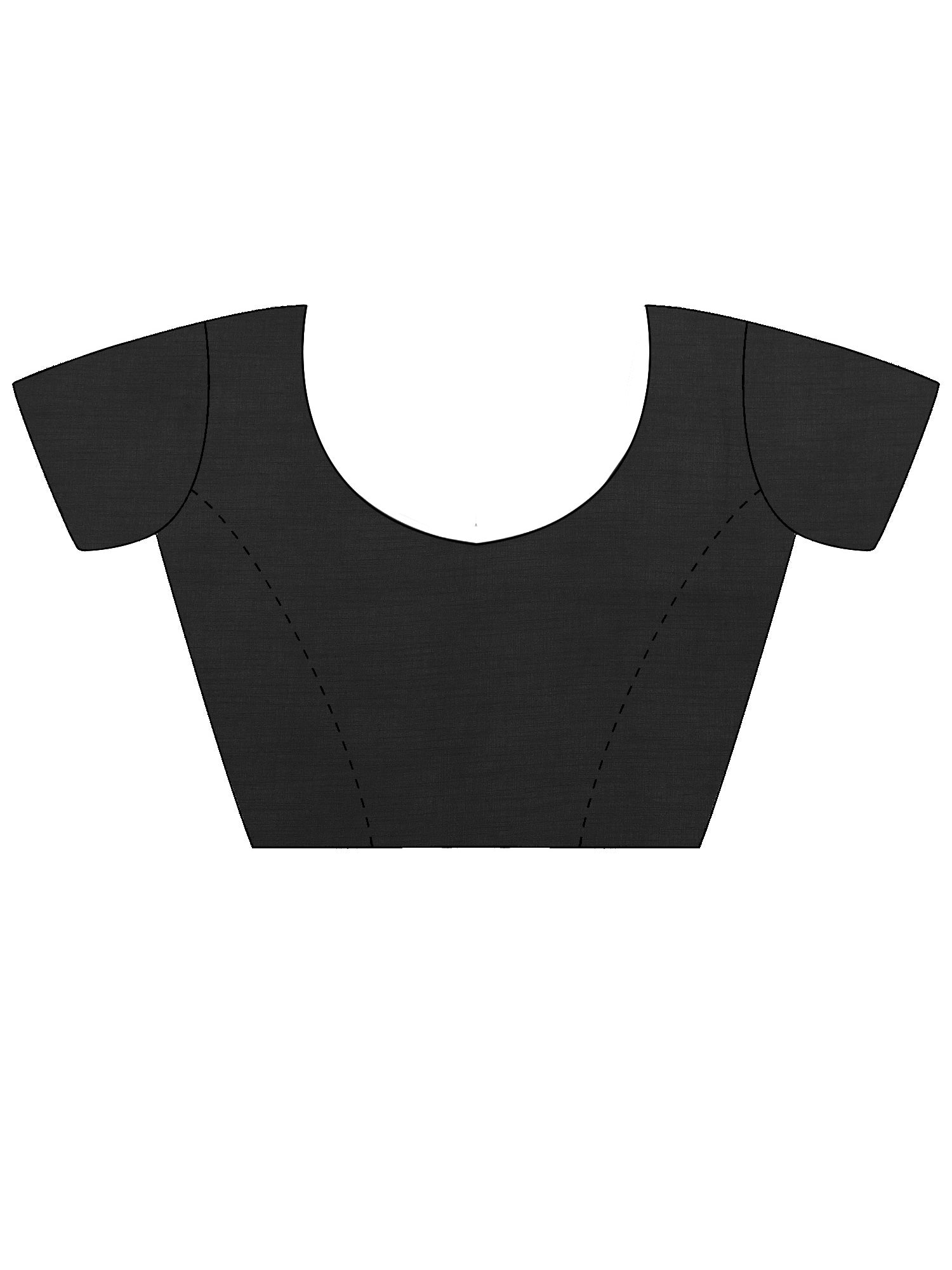 Unstitched black cotton linen blouse piece with solid design
