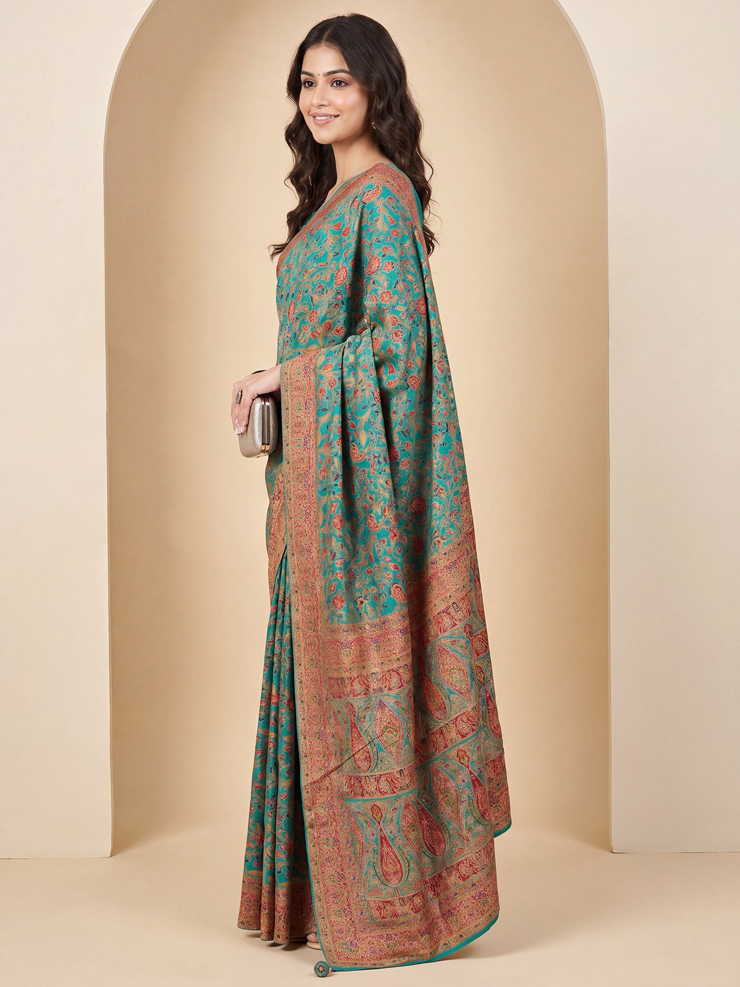 Light Blue Dola Silk saree – detail view 2