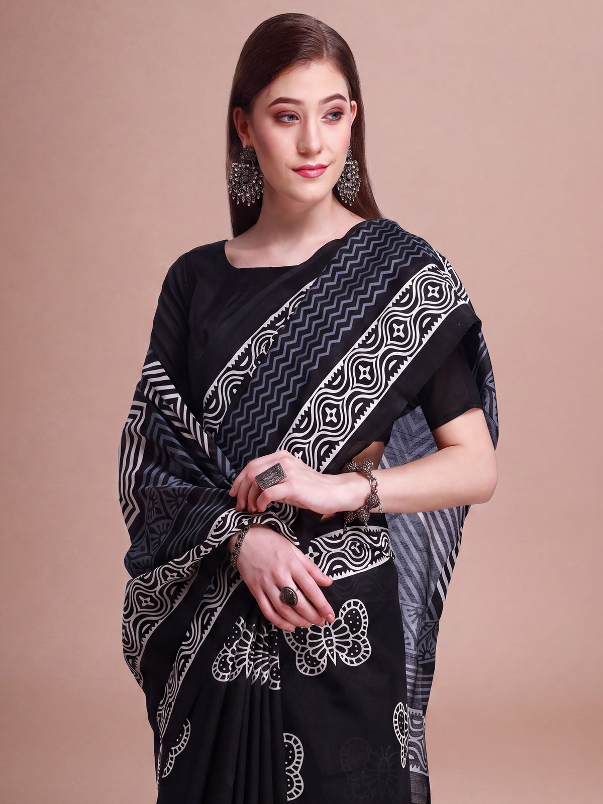 Black Bhagalpuri Silk saree – detail view 4