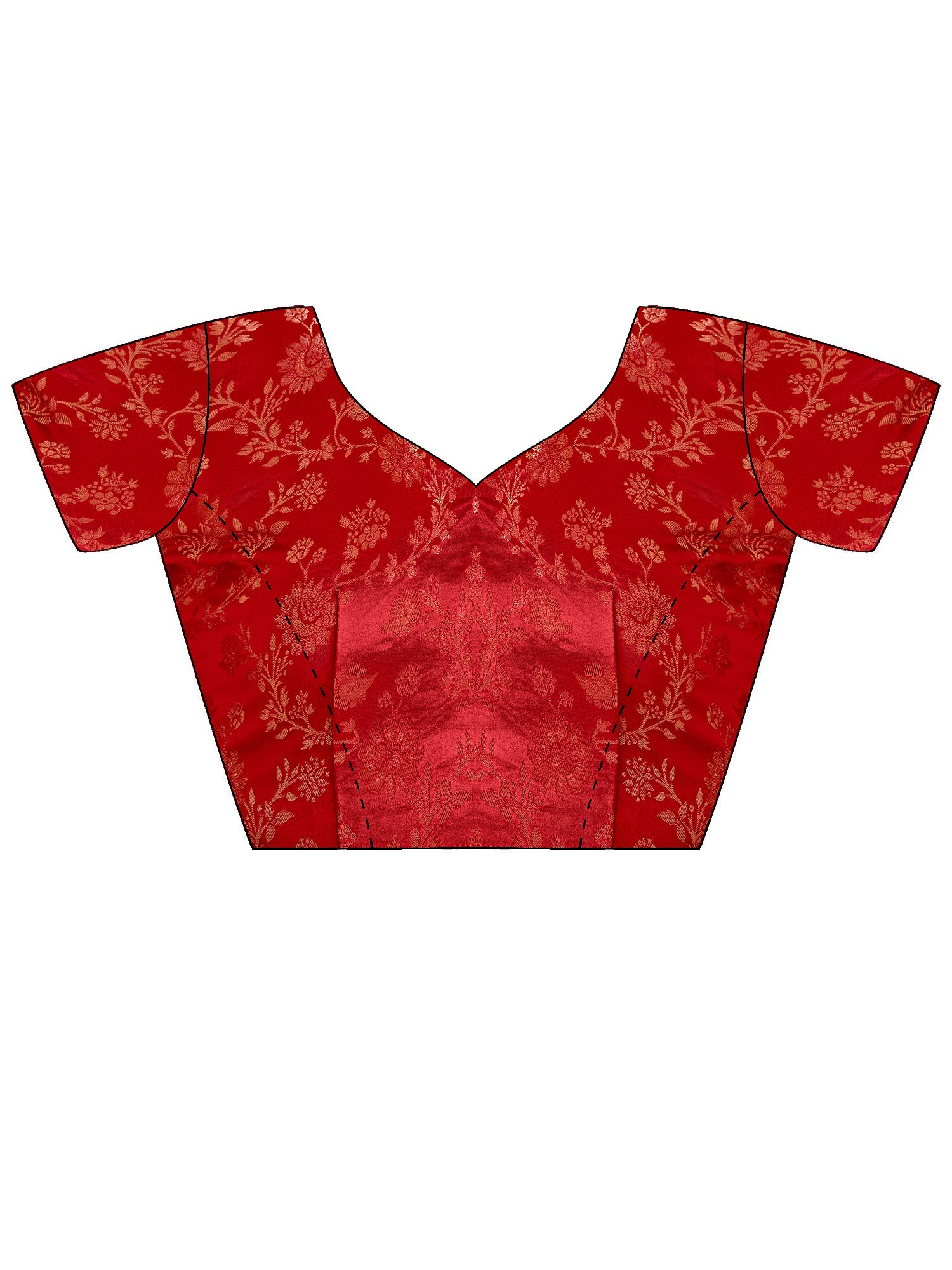 Unstitched red pure georgette blouse piece with woven design design