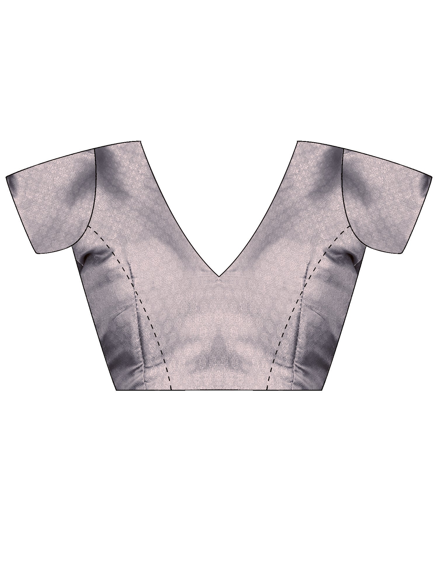 Unstitched grey silk blend blouse piece with ethnic motif design
