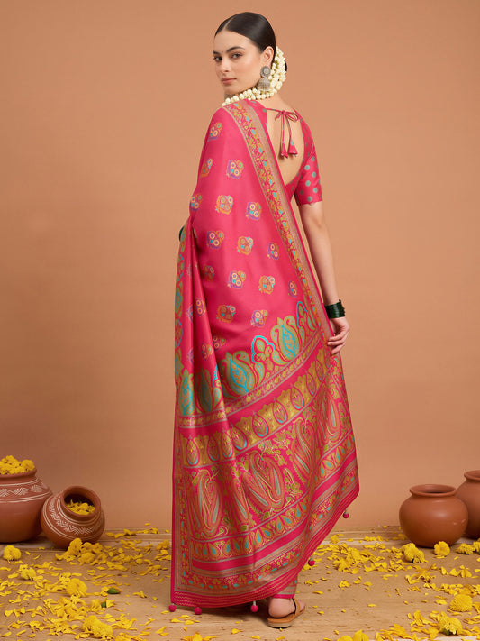 Pink Silk Blend saree – detail view 1