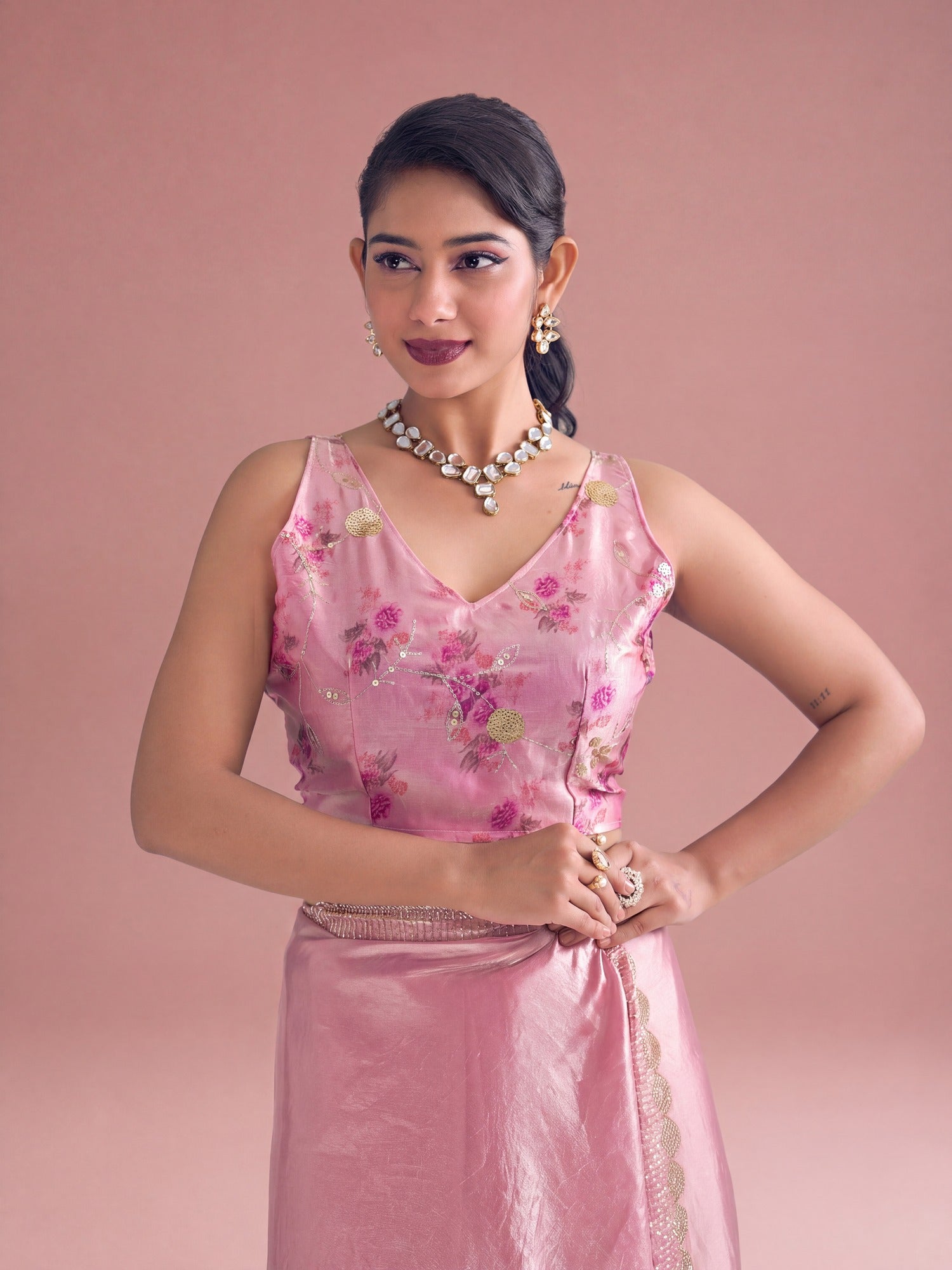 Pink Silk saree – detail view 3