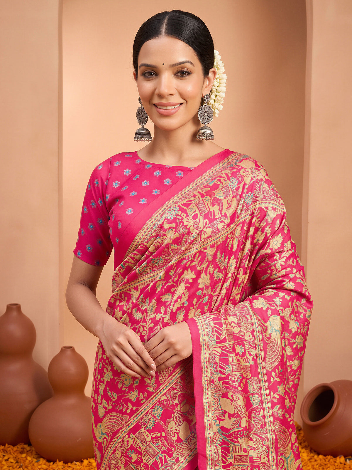 Pink Silk Blend saree – detail view 4