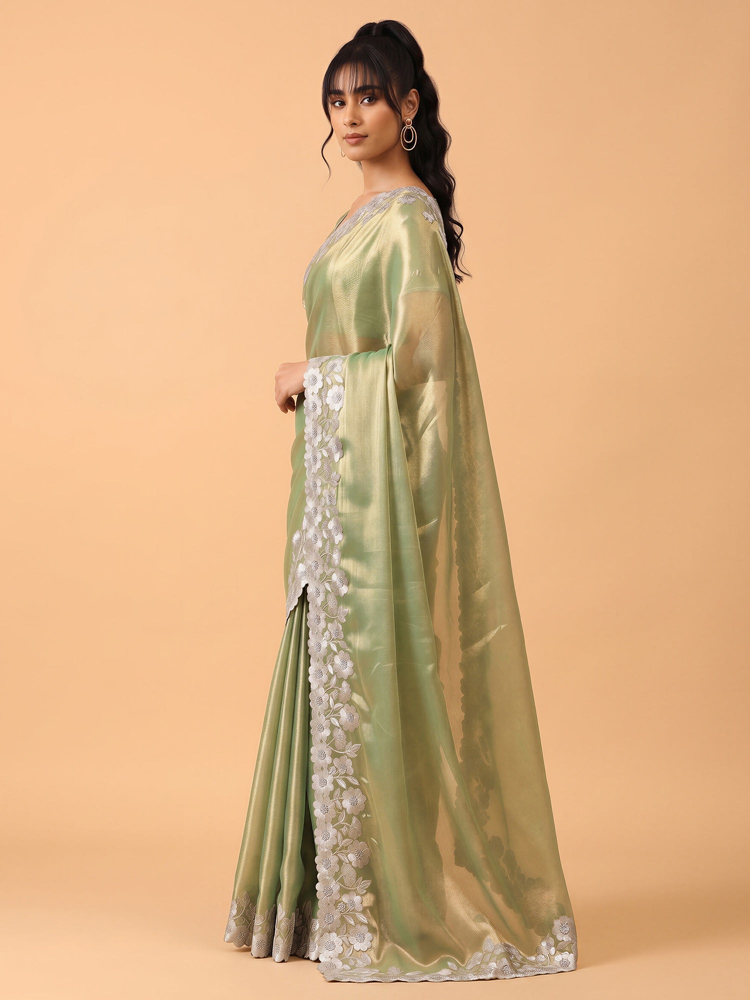 Light Green Chiffon saree – detail view 3