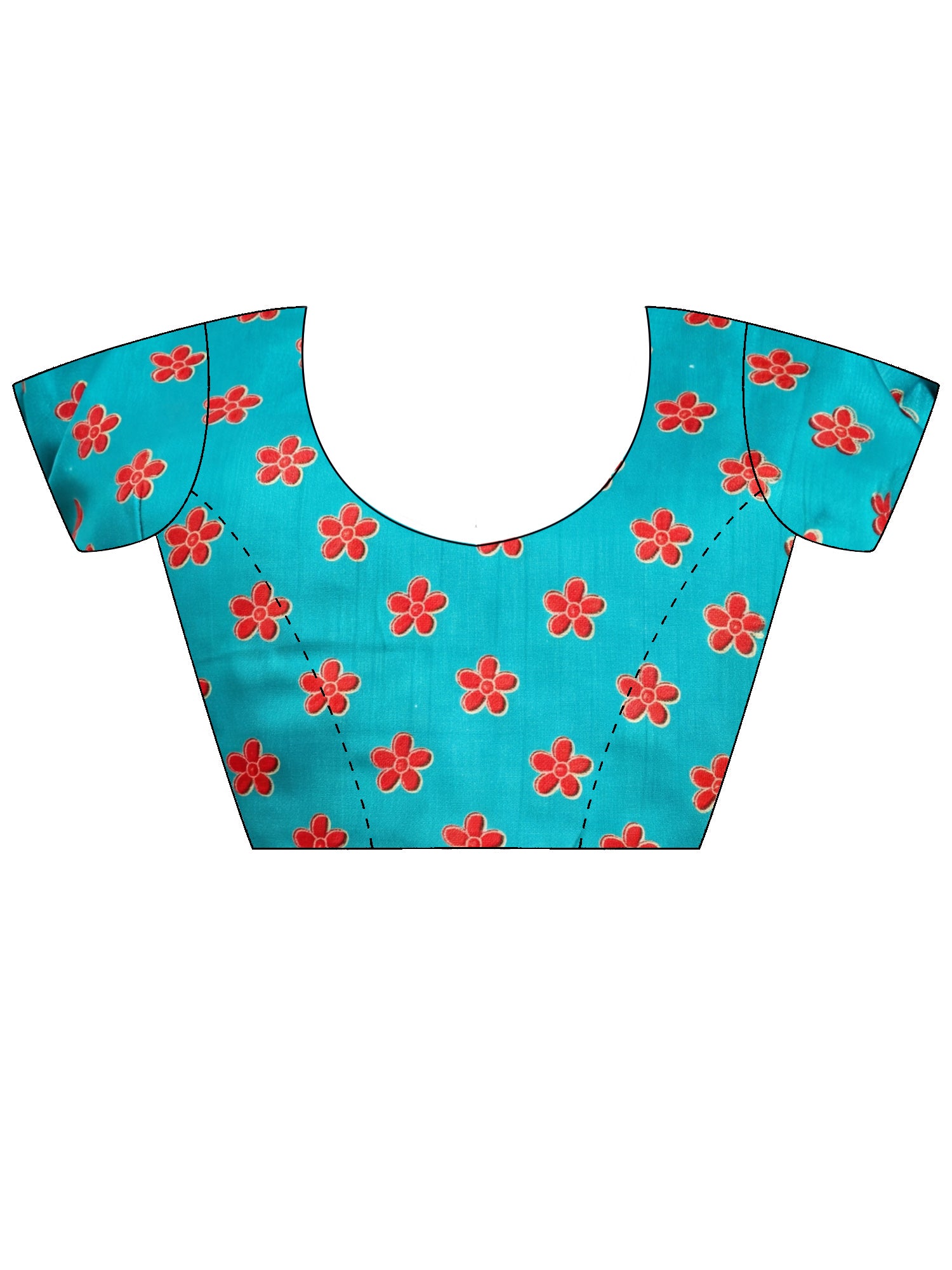 Unstitched light blue silk blend blouse piece with ethnic motif design