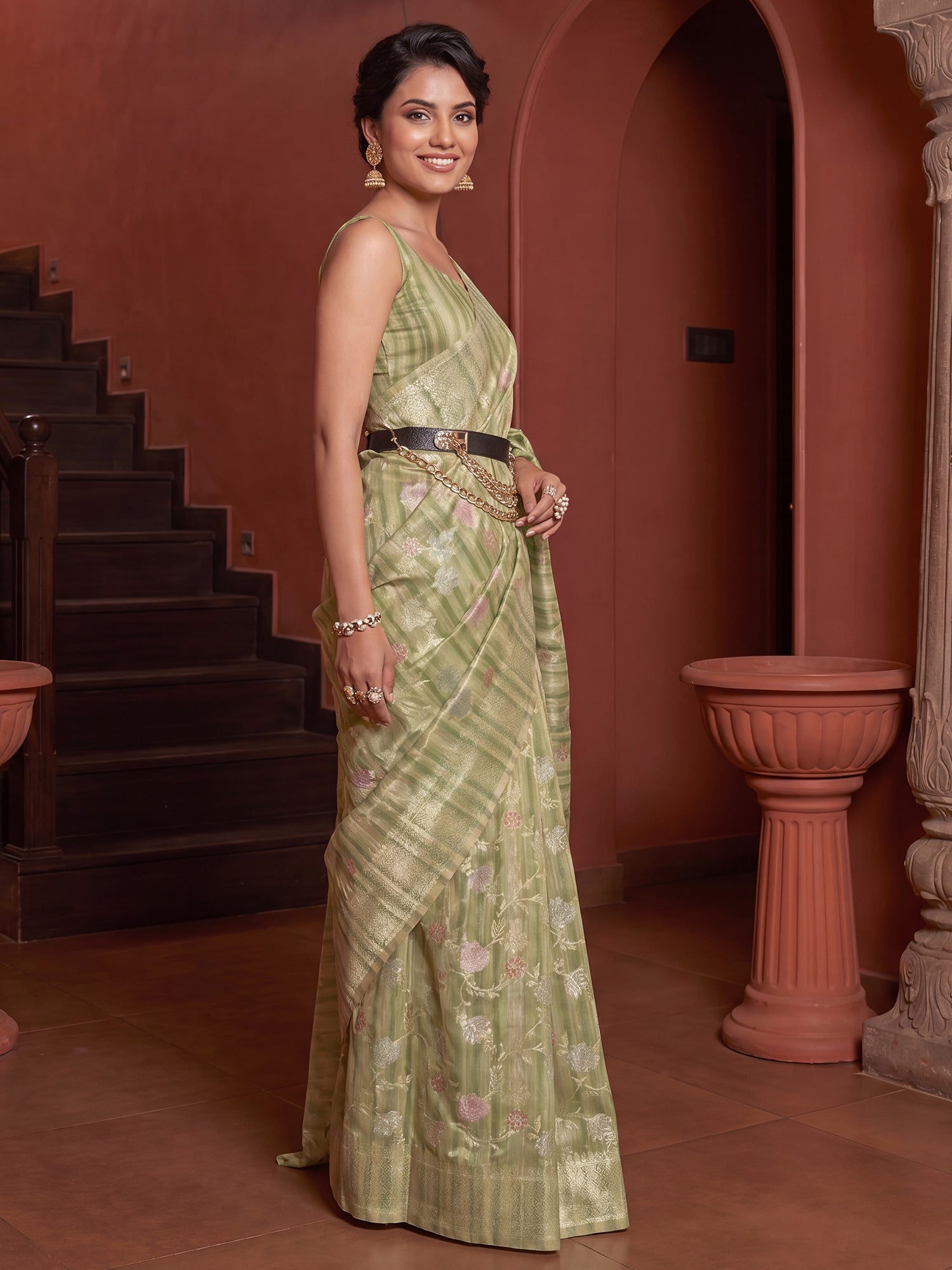 Light Green Silk Blend saree – detail view 1