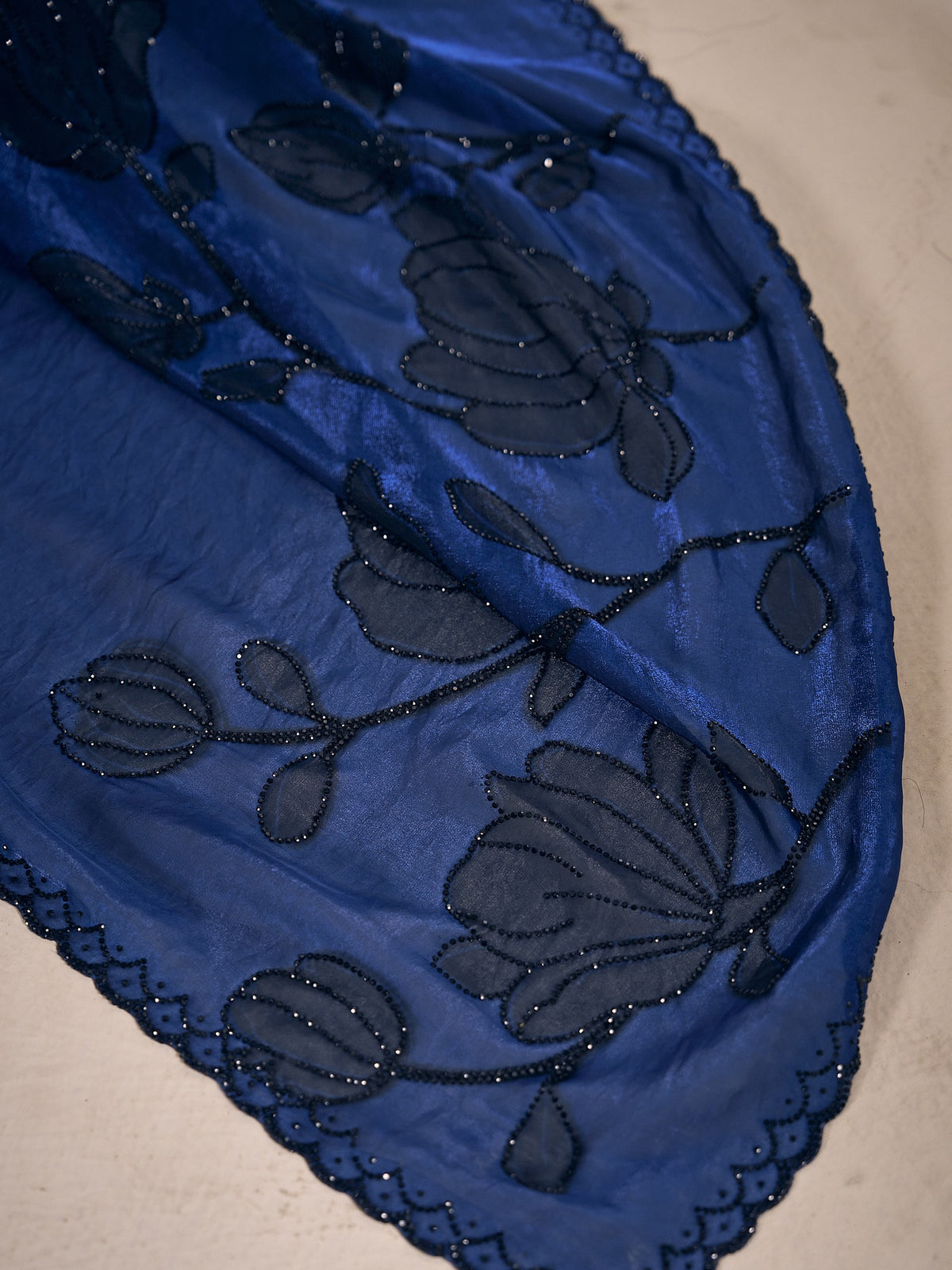 Blue satin silk saree view 6