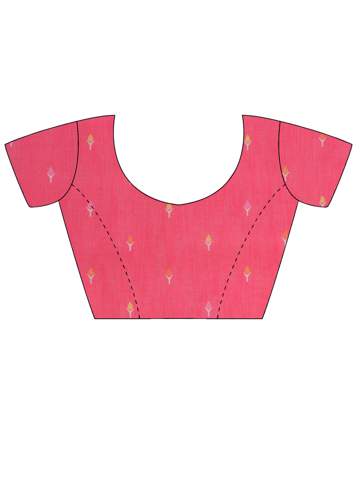 Unstitched pink cotton linen blouse piece with botanical design