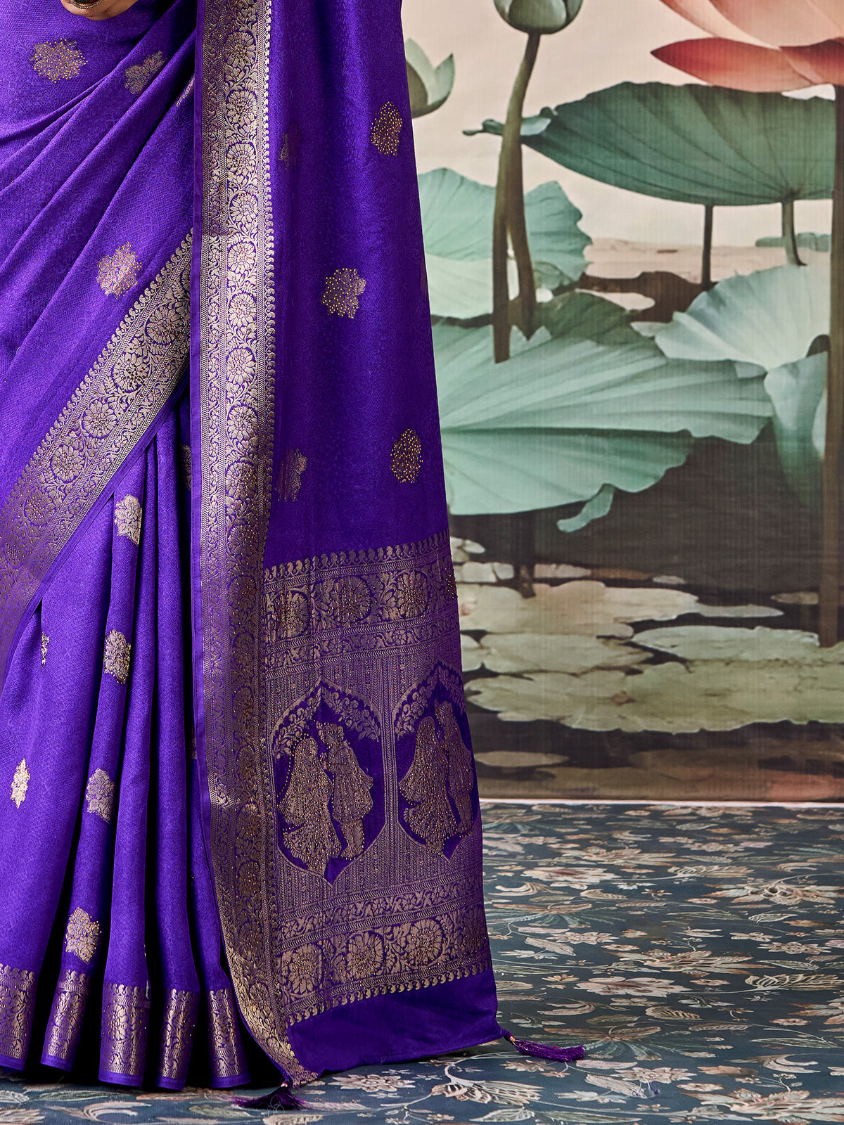 Purple Georgette saree – detail view 4