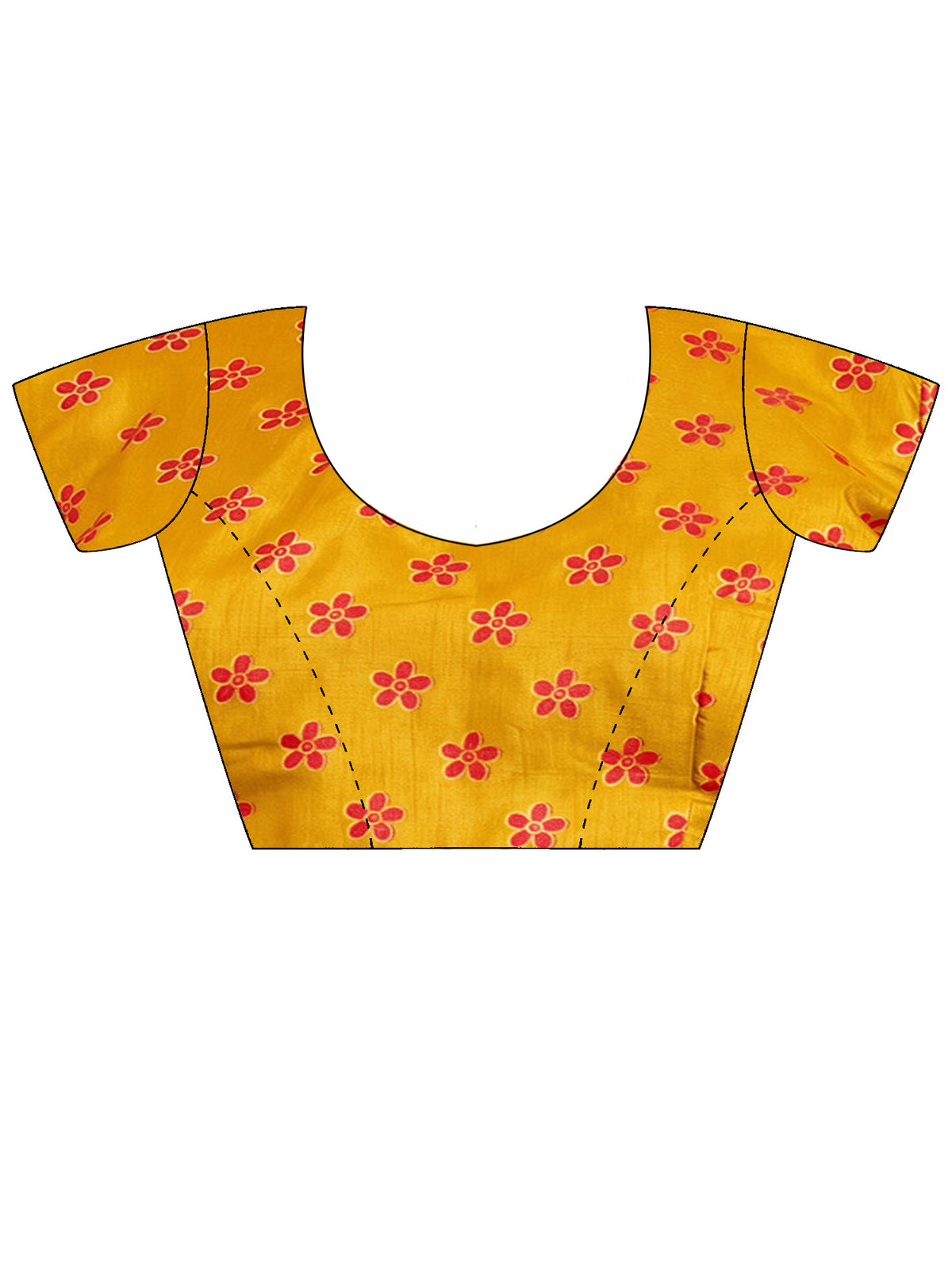 Unstitched mustard silk blend blouse piece with ethnic motif design