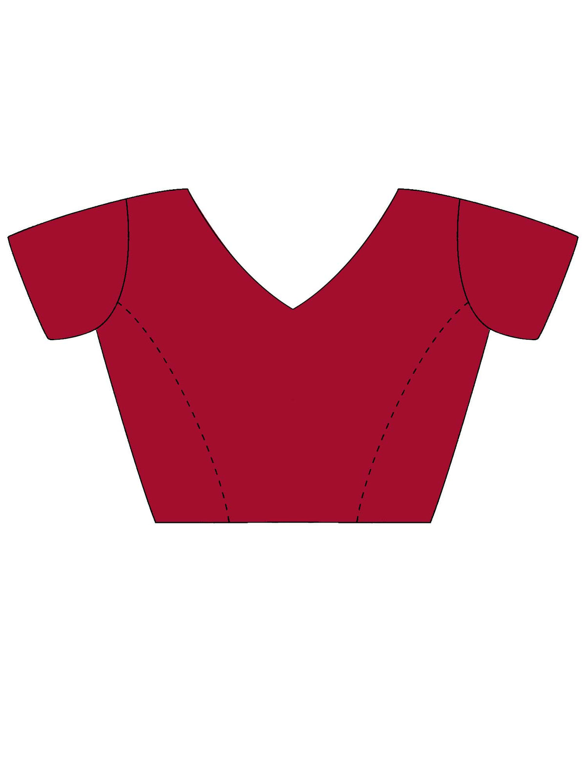 Unstitched maroon net blouse piece with solid design