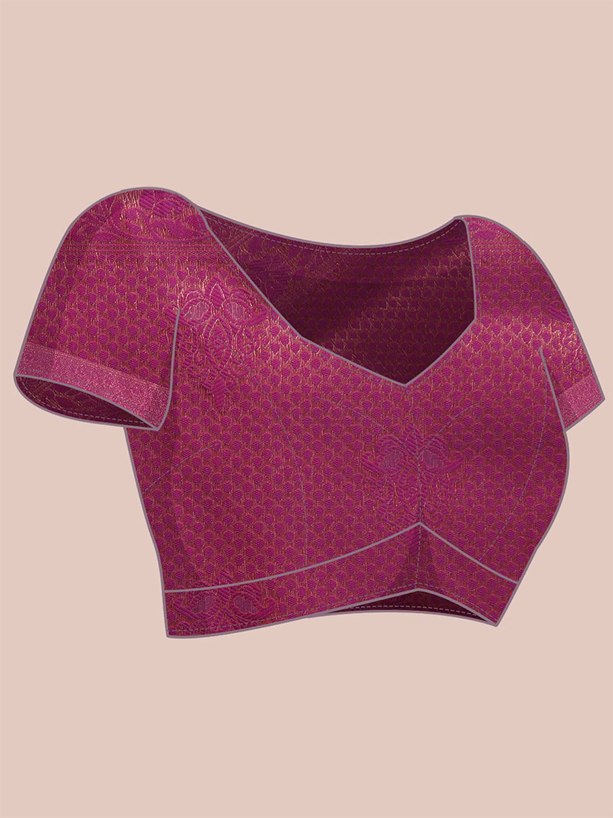 Unstitched wine silk blend blouse piece with solid design