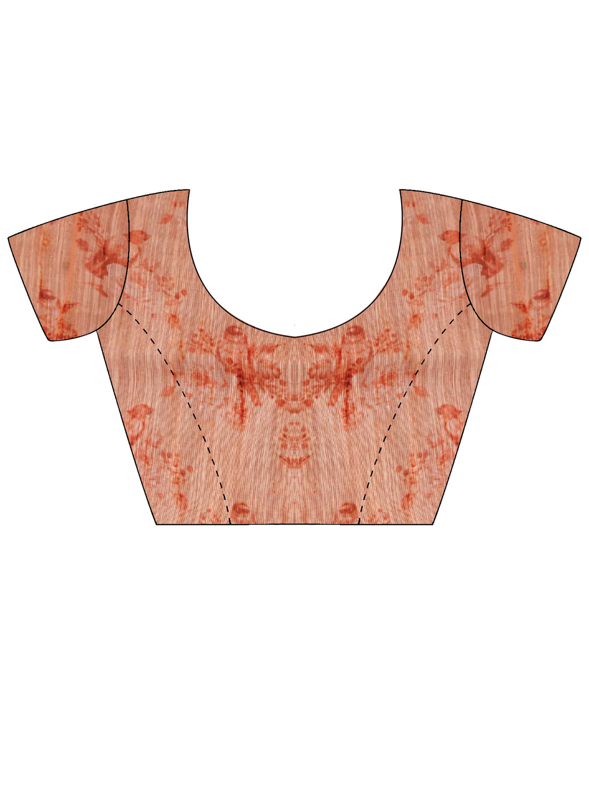 Unstitched orange tussar silk blouse piece with ethnic motif design