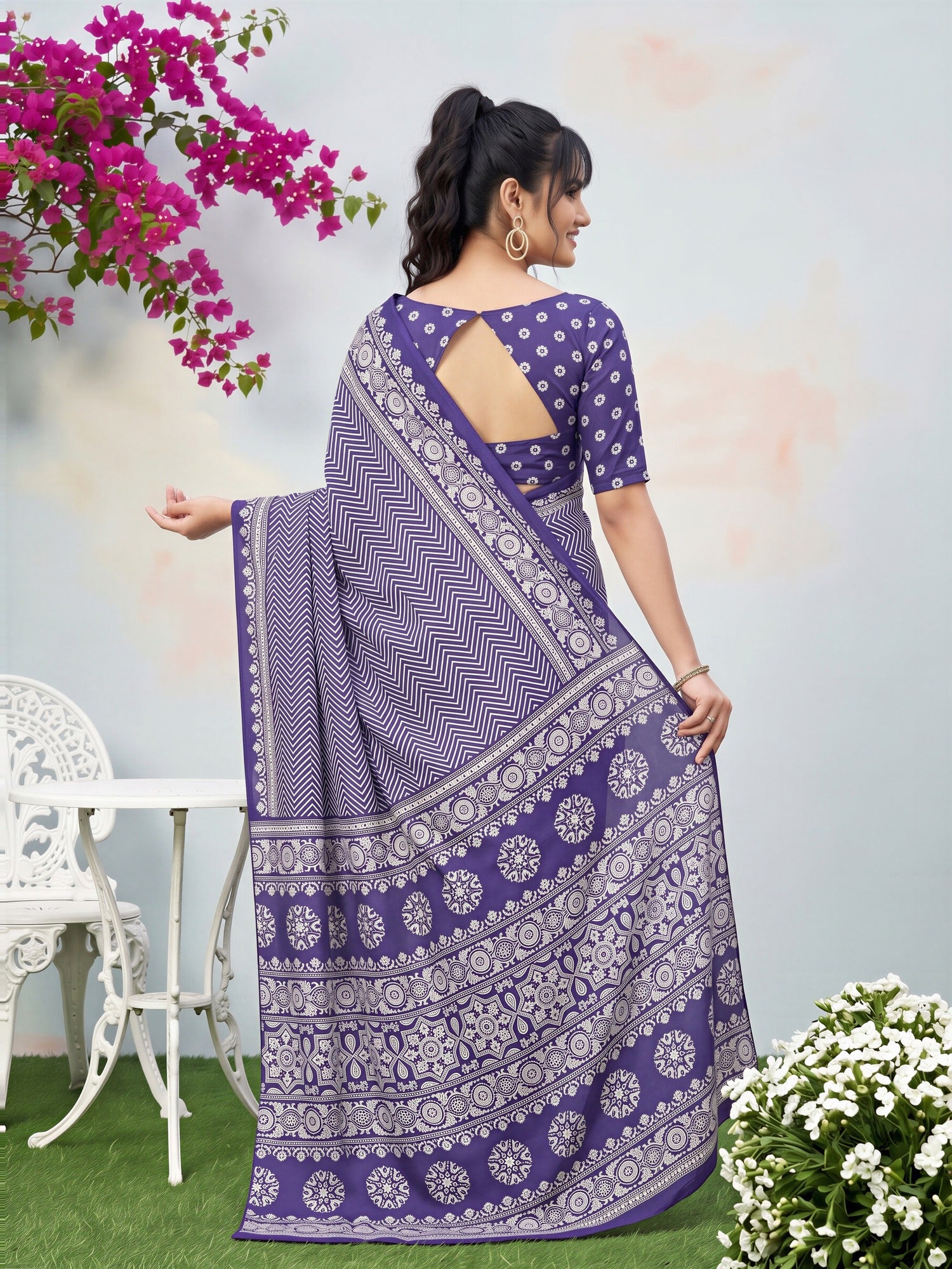 Purple Dola Silk saree – detail view 1