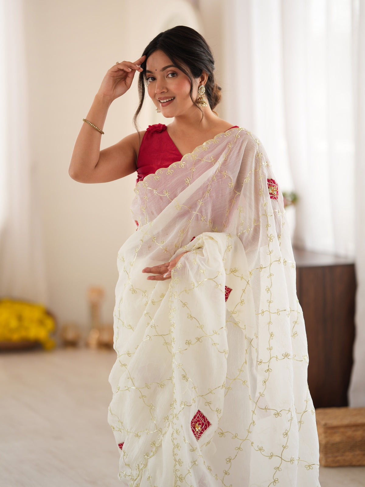 Off White Paper Silk saree – detail view 4