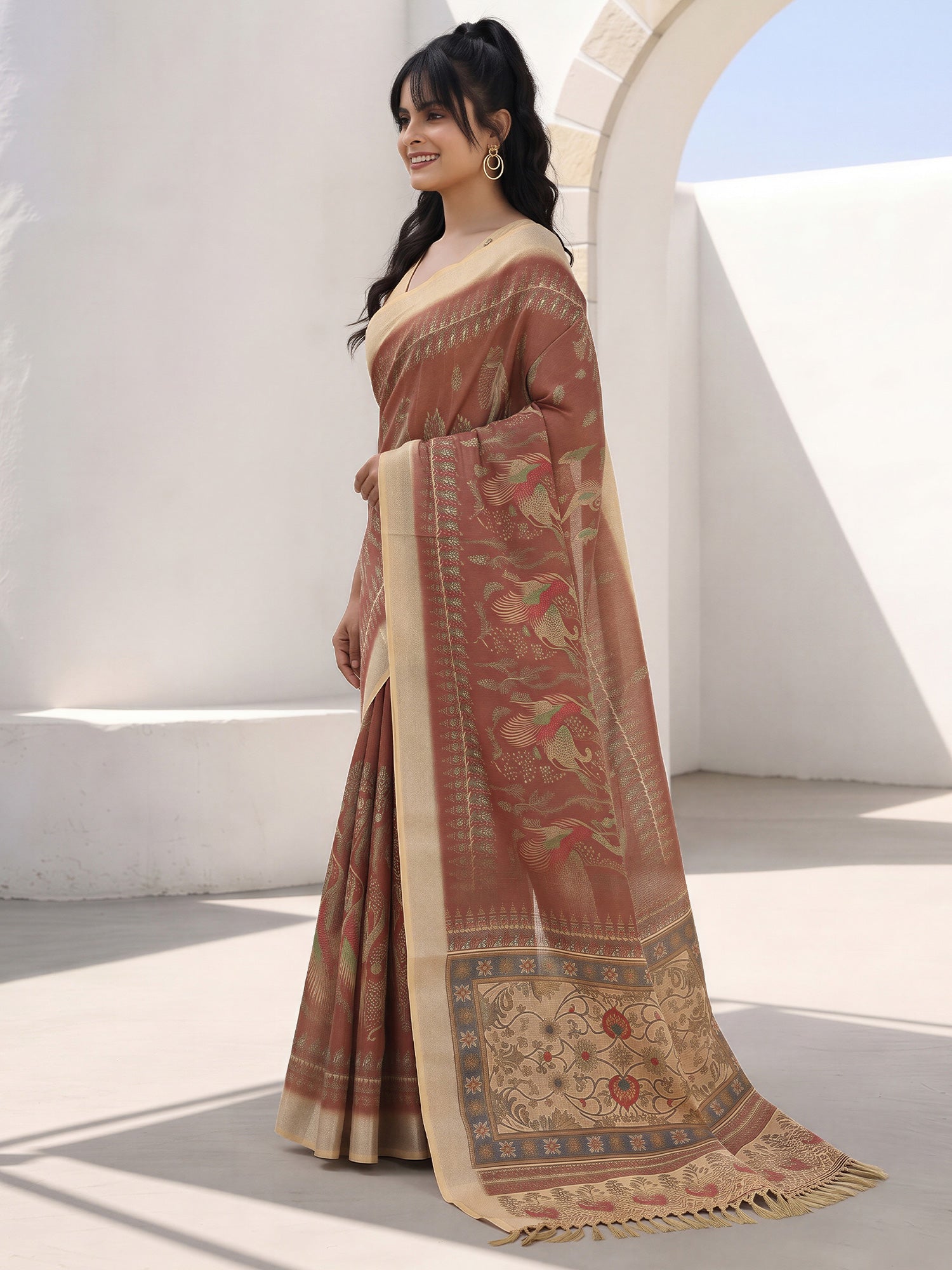 Light Brown Cotton Silk saree – detail view 2