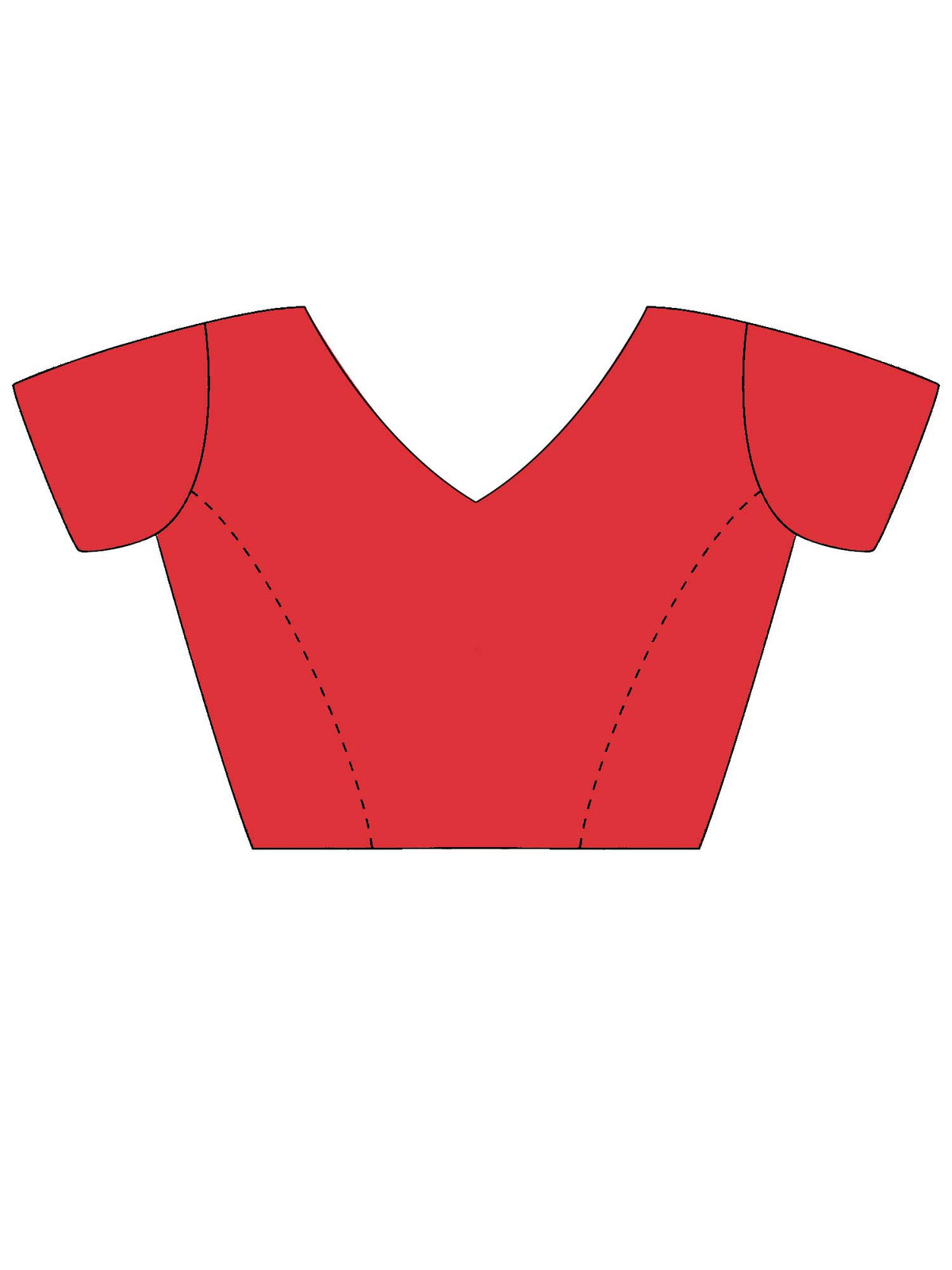 Unstitched red soft silk blouse piece with woven design design