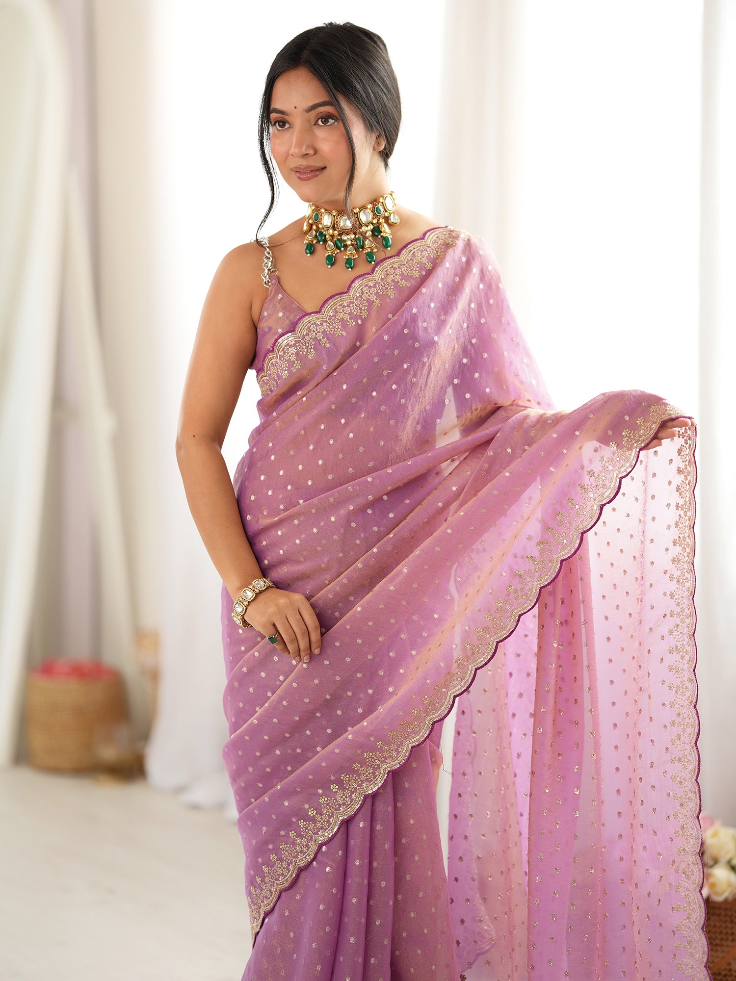 Pink Silk Blend saree – detail view 4