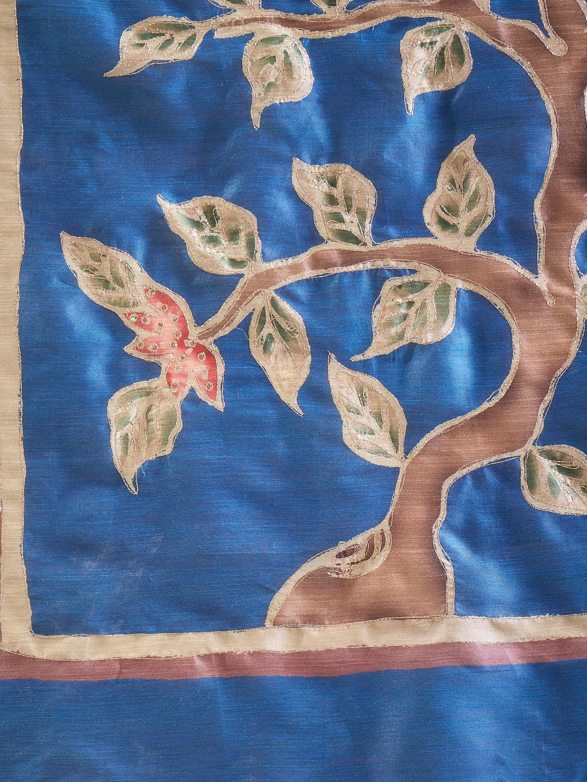 Blue art silk saree view 7